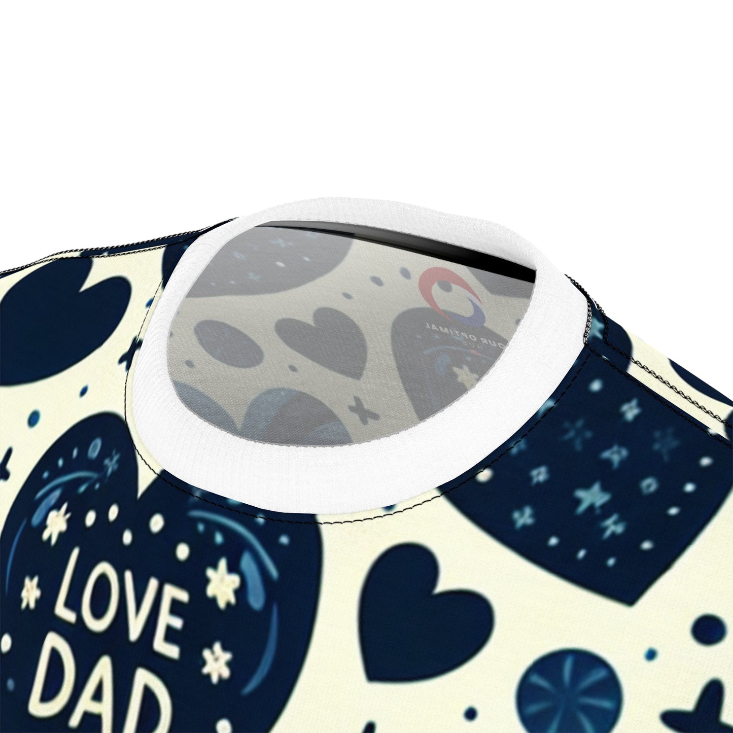 Love Dad Heart Pattern T-Shirt - Blue Shades on Navy, Starry Night Detail - Tender Father's Day Design Tee - Gift for Him