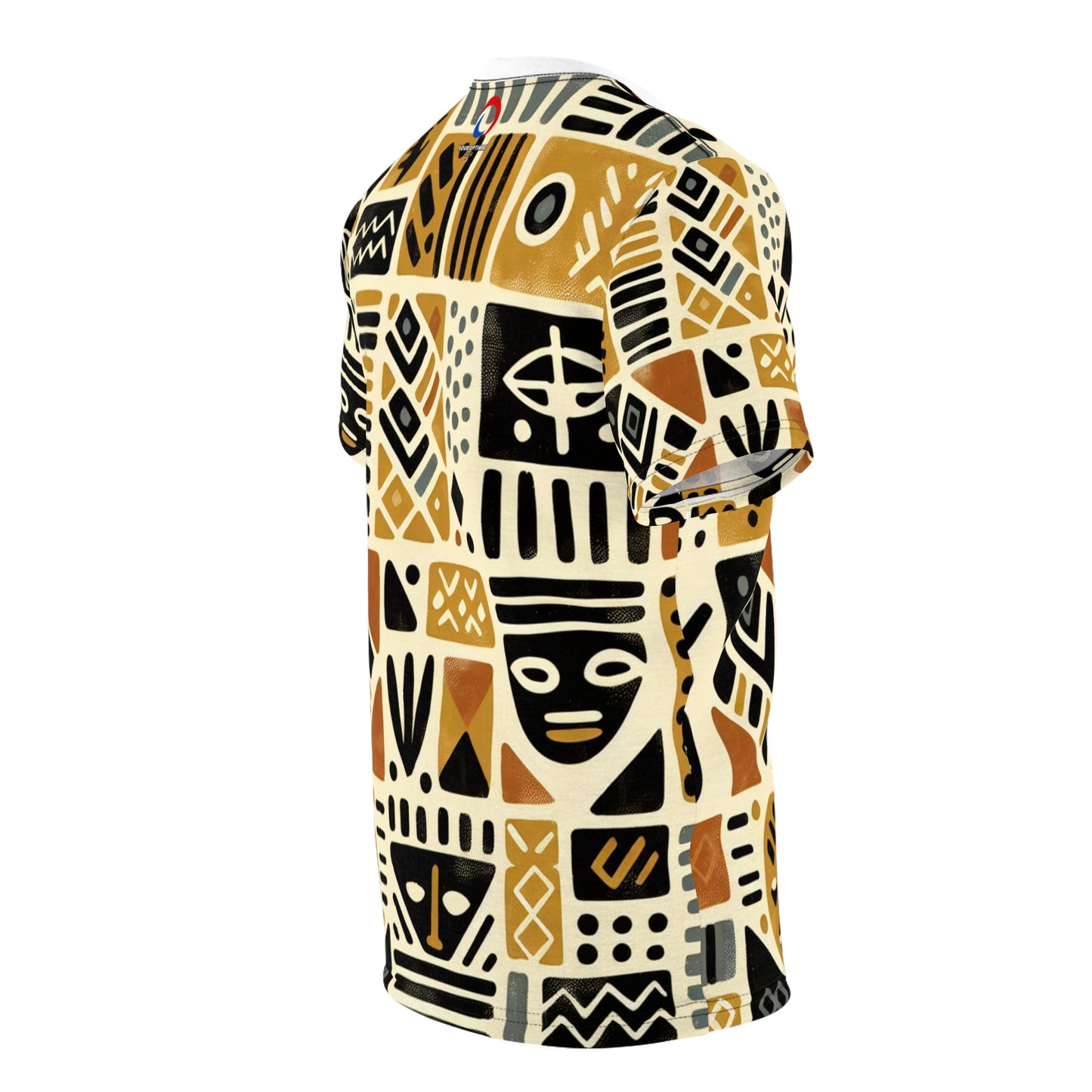 African Mud Cloth-Inspired T-Shirt, Block-Printed Abstract & Tribal Motifs - African Tribal Pattern-Inspired Apparel