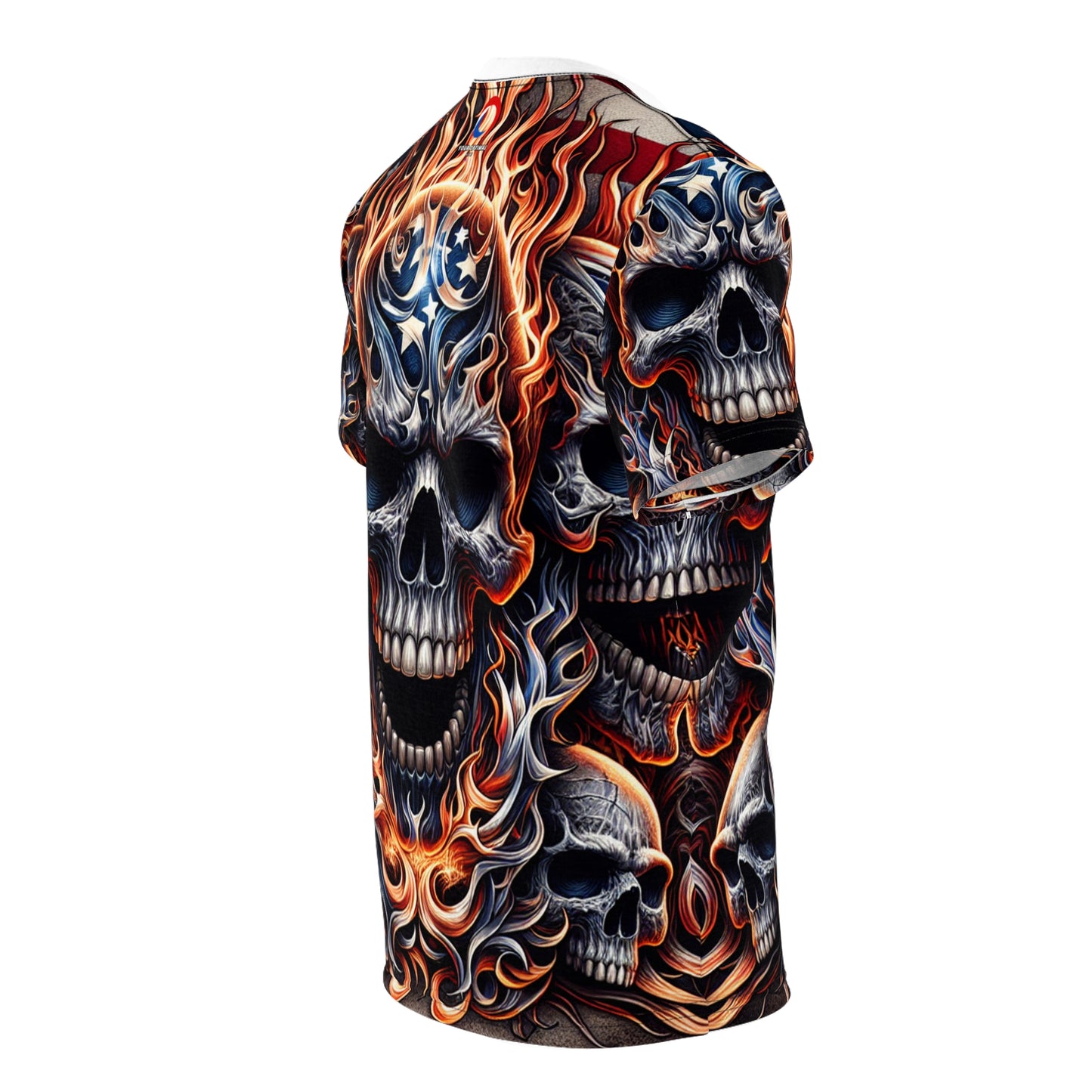 Radiant Rebellion: Skullscape Sizzle - Patriotic Streetwear Tee