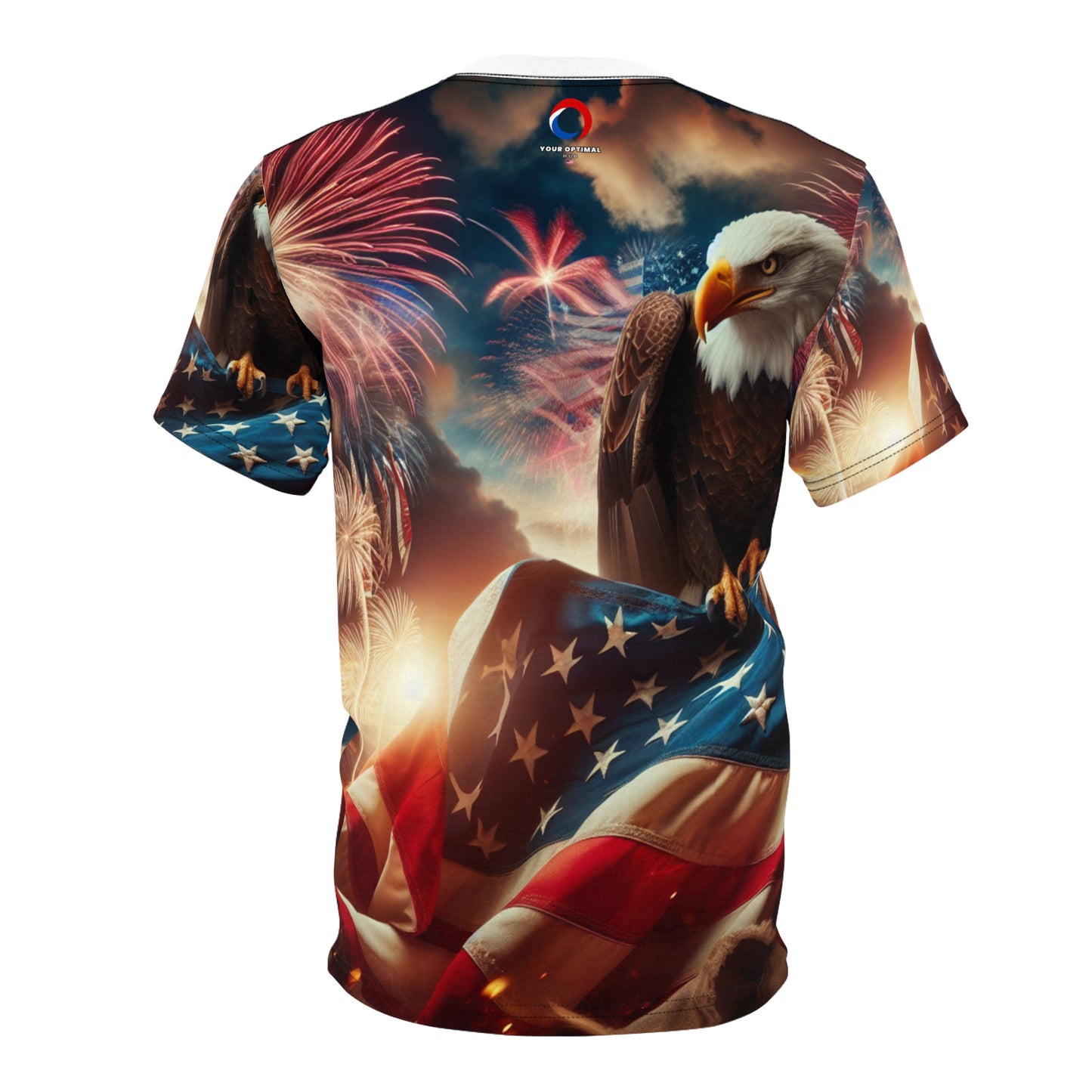 American Glory Patriotic T-Shirt: Majestic Bald Eagle & Vibrant USA Flag Design with Fireworks | Independence Day Spirit & Pride Tee | Patriotic Streetwear