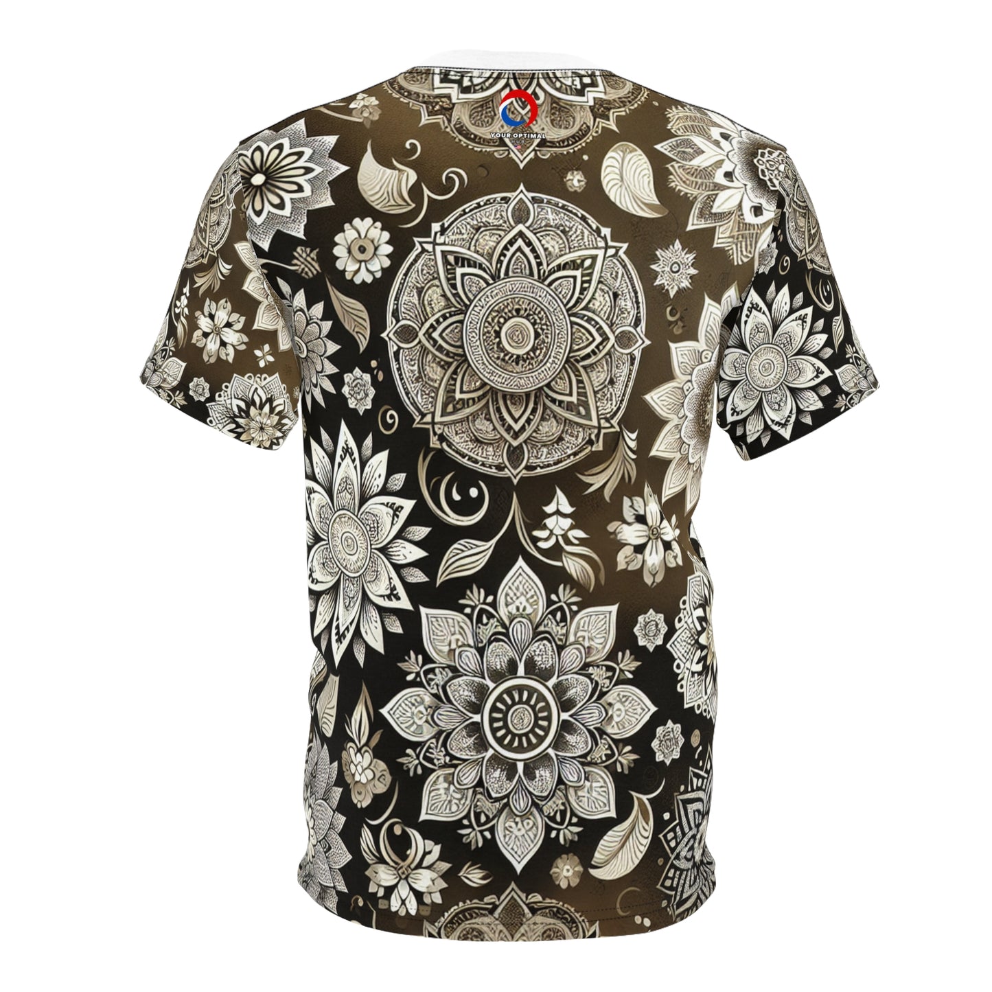 Traditional Indian Motif Collection: Intricate Floral & Geometric Seamless Pattern T-Shirt - Shiny Gold & White - Modern Meets Classic Heritage Design