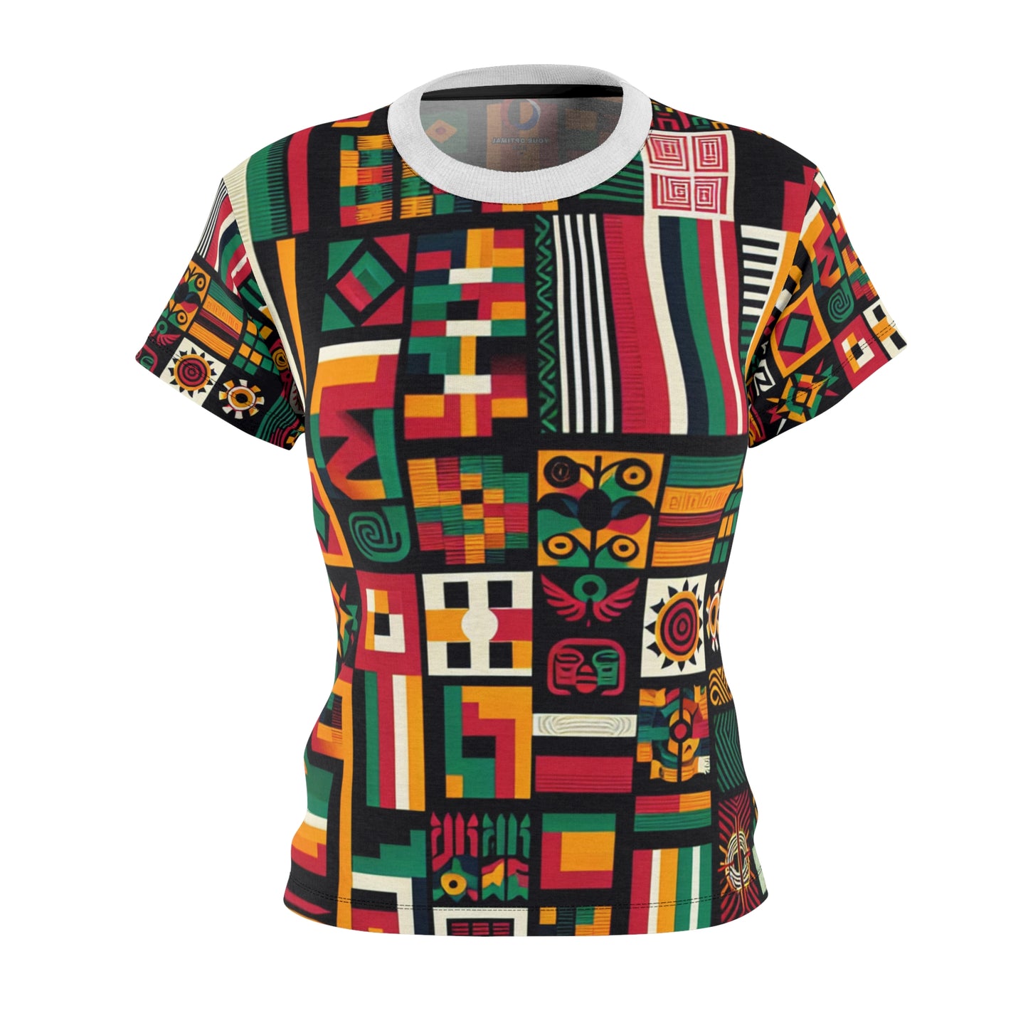 Bold Pan-African Heritage Women's Tee – Vibrant Kente Adinkra Geometric Unity Artwork - African Tribal Pattern-Inspired