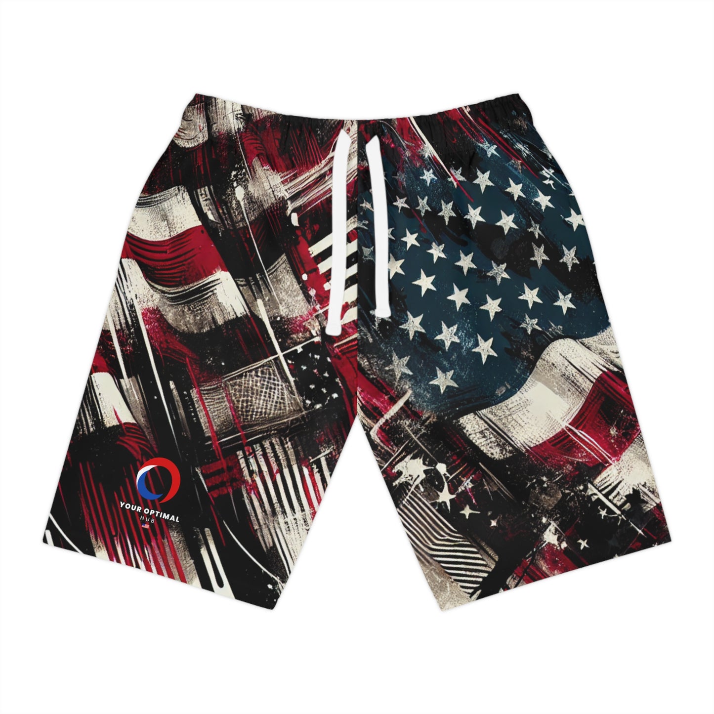 Grunge American Flag Streetwear Shorts - Distressed Patriotic Graffiti Urban Art, Edgy & Bold Look - Patriotic Streetwear Shorts