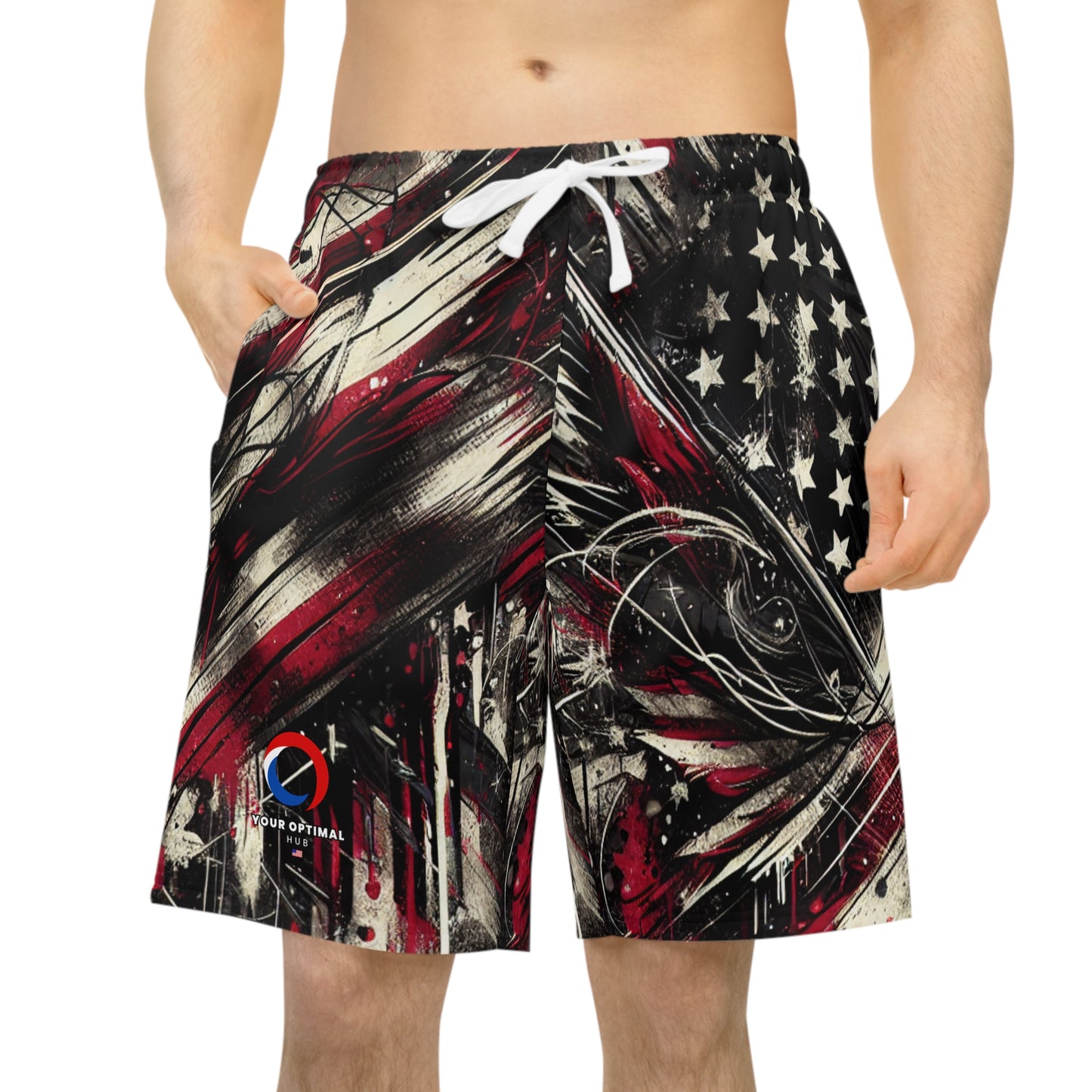 Edgy Distressed American Flag Grunge Streetwear Shorts | Patriotic Graffiti Art Apparel | Patriotic Streetwear Shorts