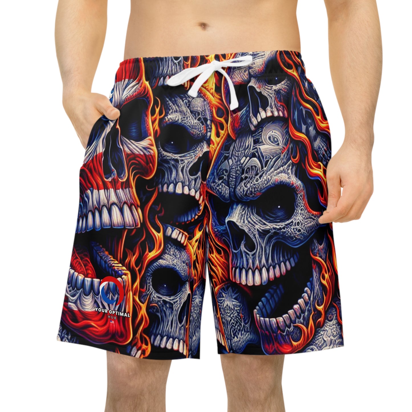 Skull Inferno Patriotic Aesthetics Men's Shorts - Patriotic Streetwear Shorts