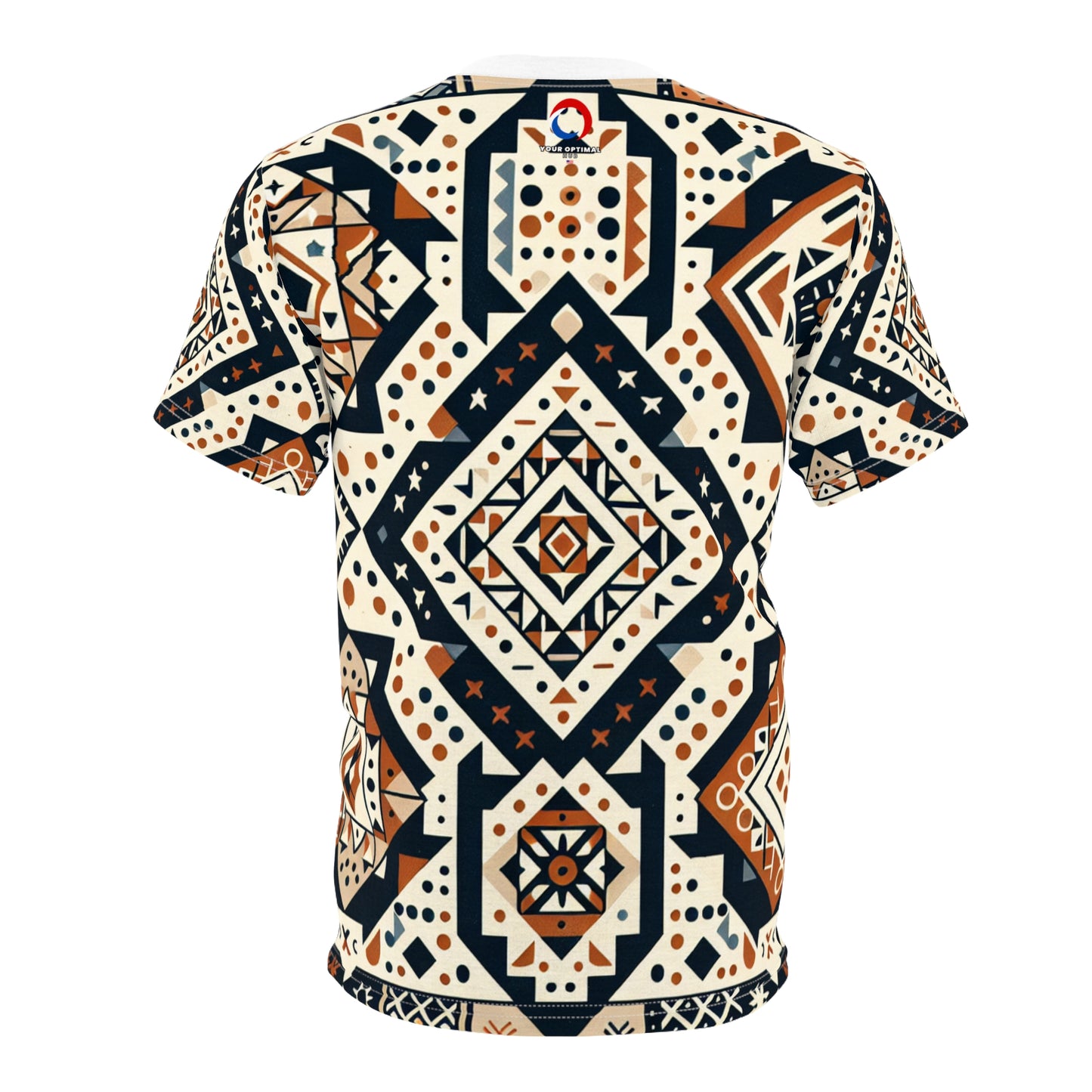 Berber Tattoo Art T-Shirt - Geometric Storytelling Design, Earthy Tones, Eclectic Shapes - African Tribal Pattern-Inspired Tee