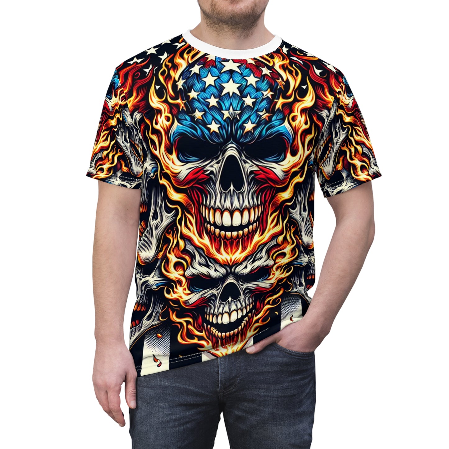 Spiritflame Sovereignty: Ghostly Glare - Patriotic Streetwear Tee