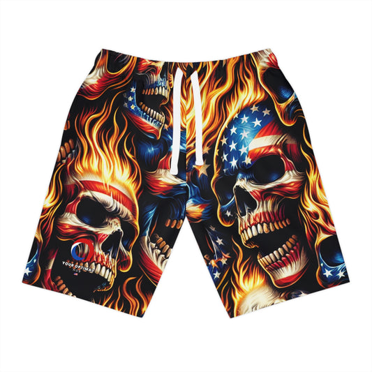 Infernal Skull Inferno Patriotism-Imbued Tattoo Shorts - Patriotic Streetwear Shorts