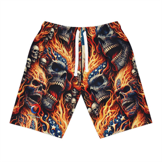 Inferno Skull Patriot Shorts - Patriotic Streetwear Shorts