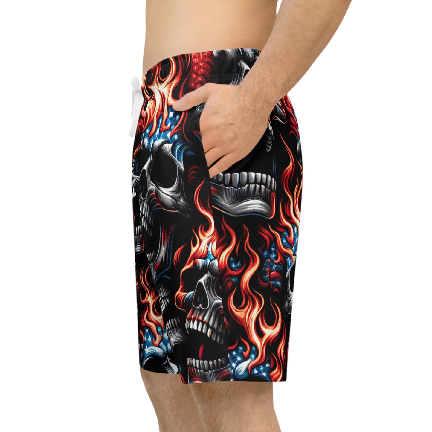 Blazing Skulls Patriot Edition: Tattoo-Inspired American Pride Shorts - Patriotic Streetwear Shorts