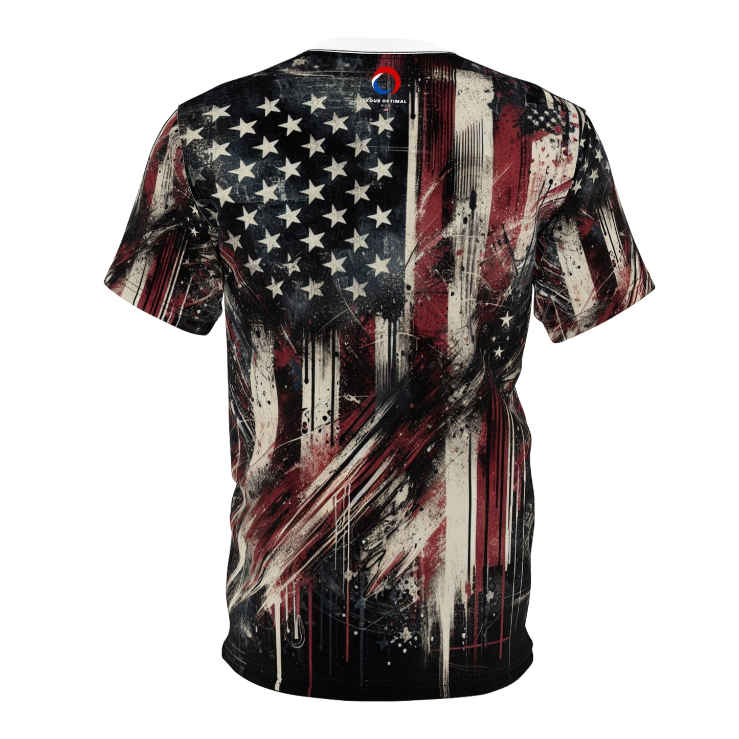 Edgy Grunge Streetwear Tee with Distressed American Flag - Bold Patriotism & Resilience Urban Art Design T-Shirt - Patriotic Streetwear