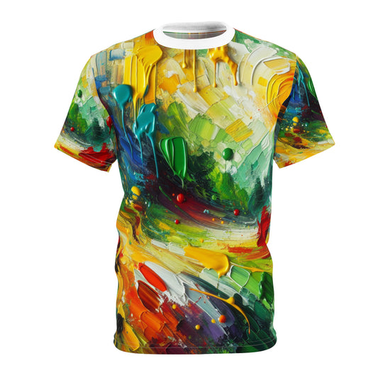 Vibrant Rasta Spirit Abstract Art T-shirt - Bold Colors, Impasto Strokes - Rastafarian Abstract Art-Inspired Tee