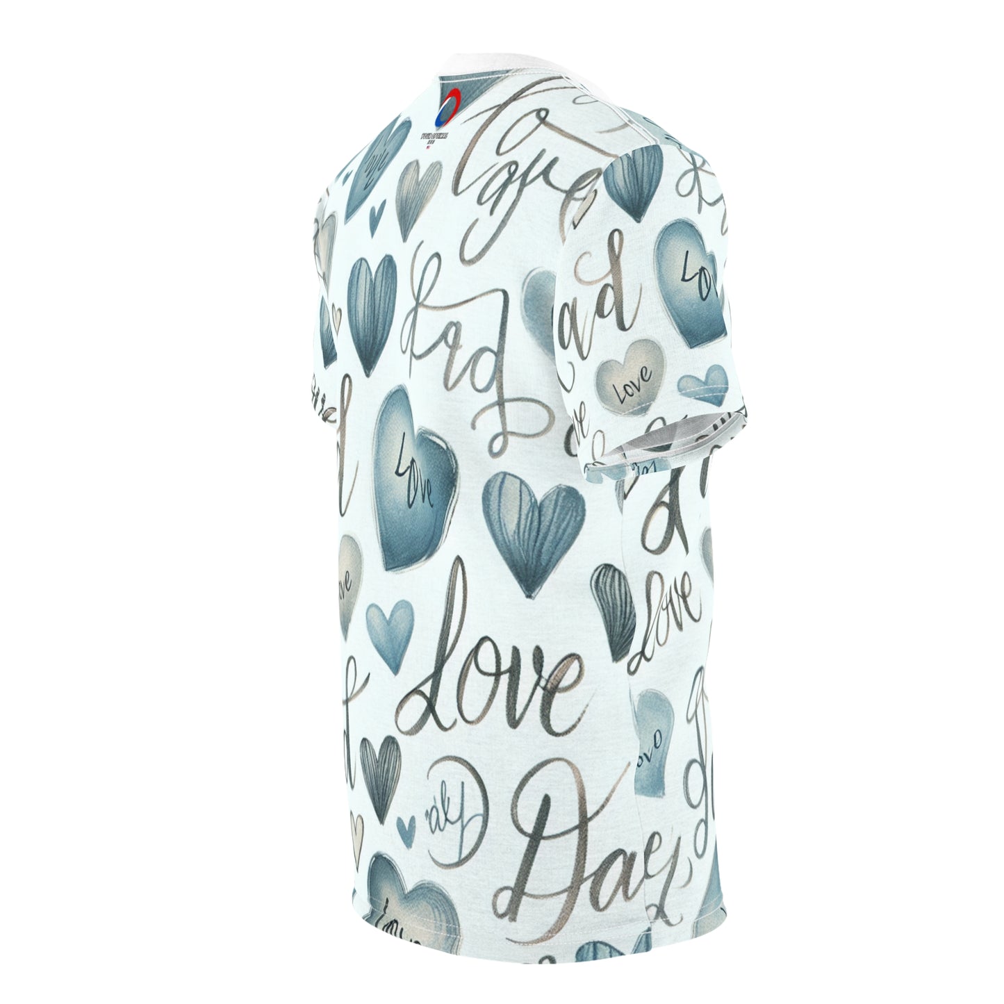 Loving Dad Soft Blue Hearts Tee - Childlike Script, White Background - Father's Day Special - Gift for Him