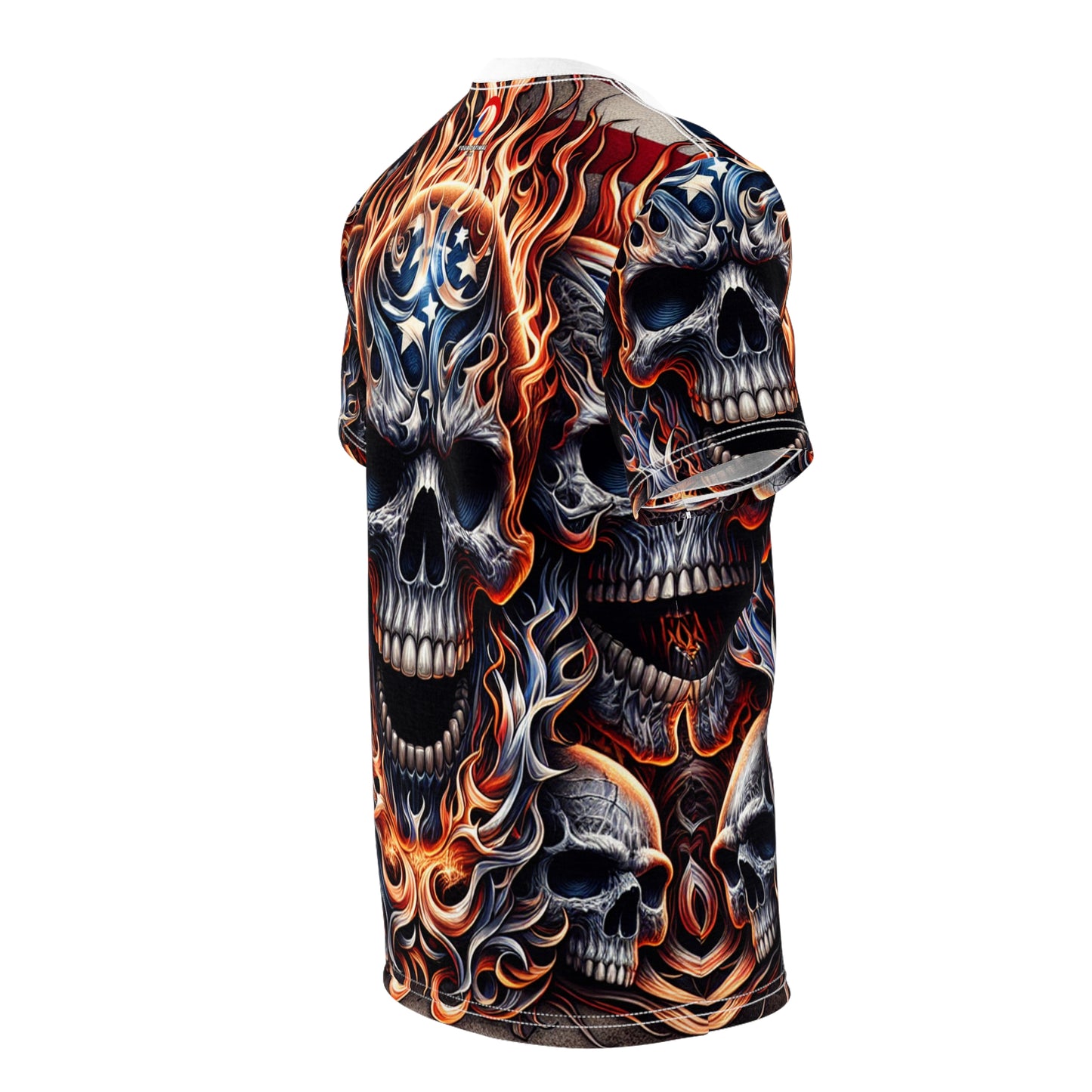 Radiant Rebellion: Skullscape Sizzle - Patriotic Streetwear Tee