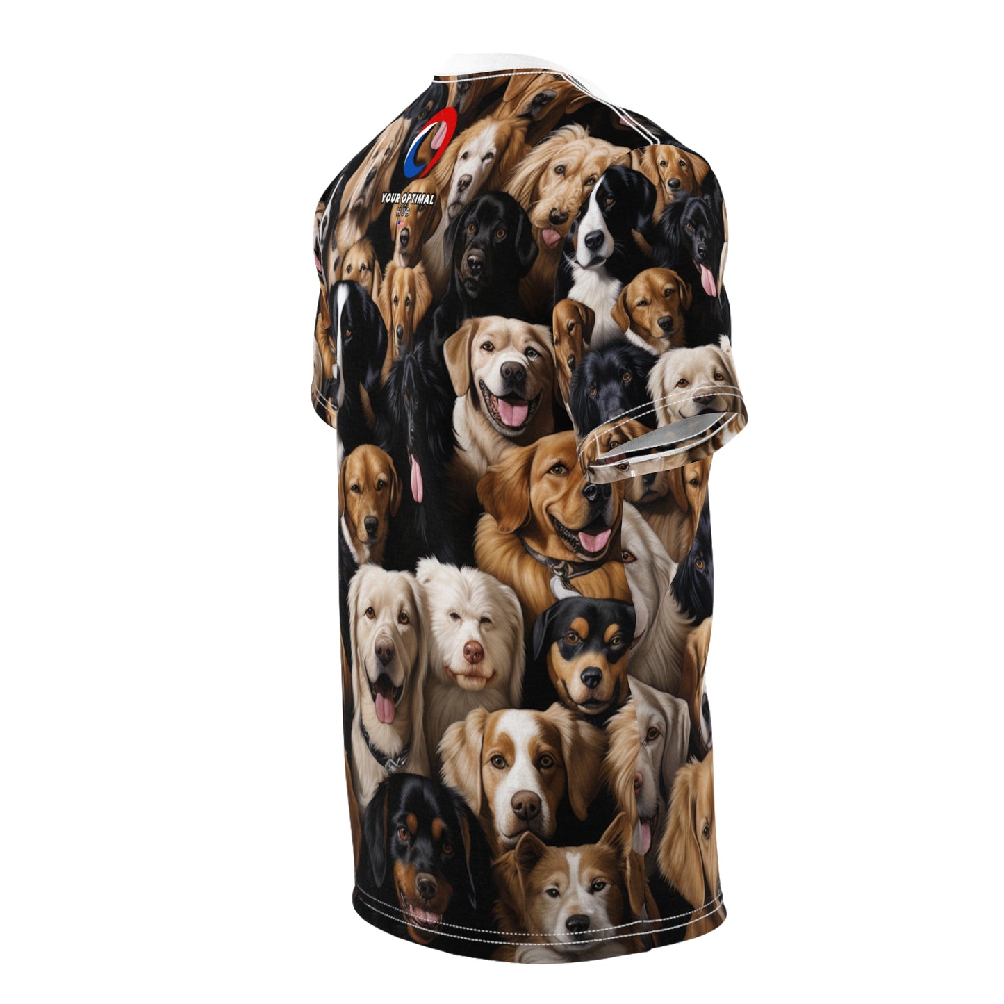 Canine Kaleidoscope: Ultra-Photorealistic Multi-Breed Dog Patterned T-Shirt - Dog Breed Fashion Tee