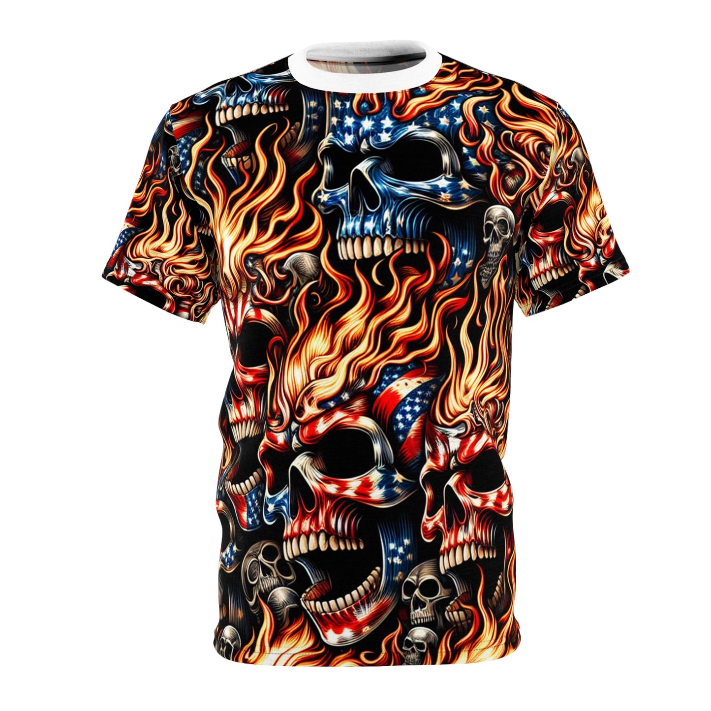 InfernoLiberty Threads: Skullscape Blaze - American Pride Tee