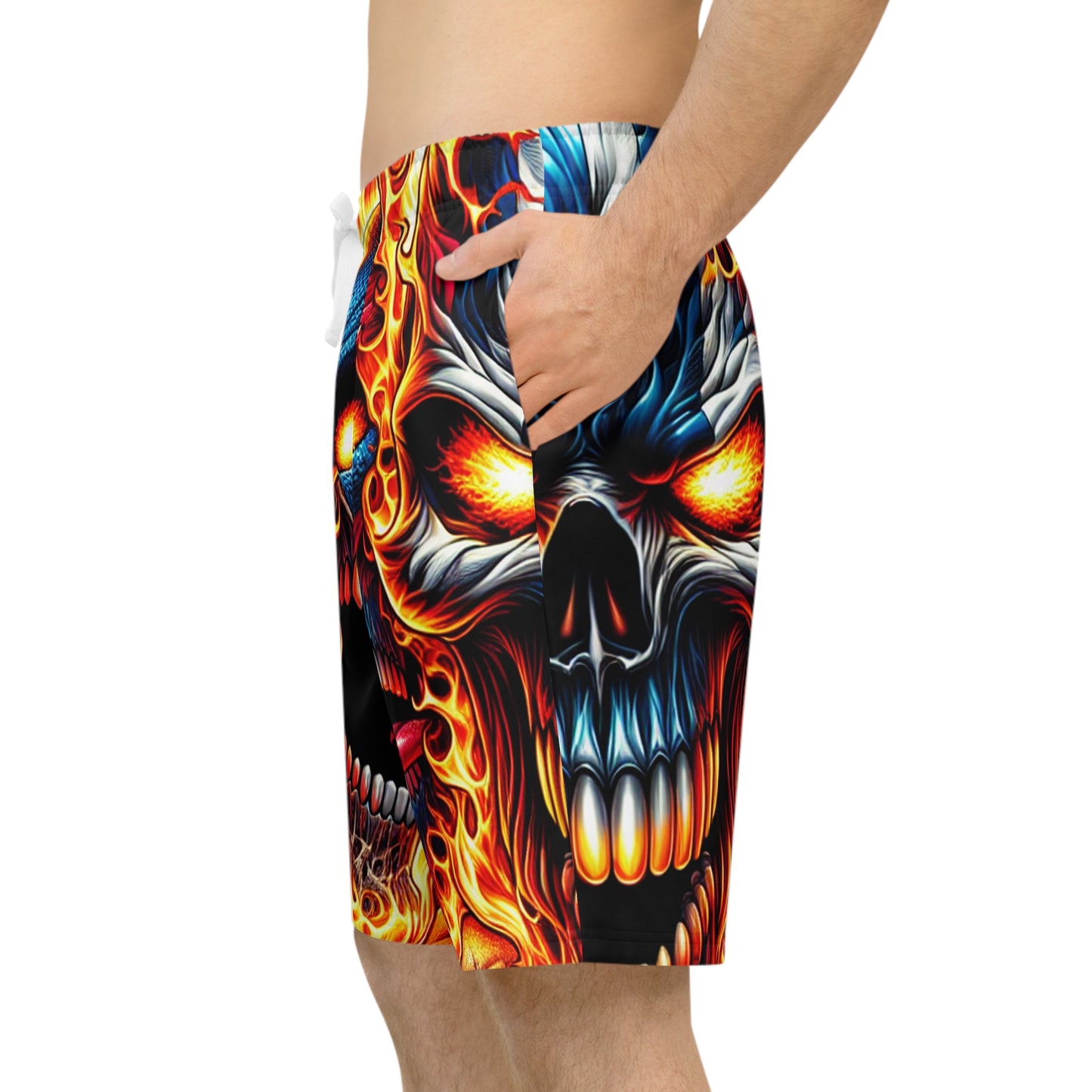 Skull Inferno Fusion: Patriotic Blaze Edition Shorts - Patriotic Streetwear