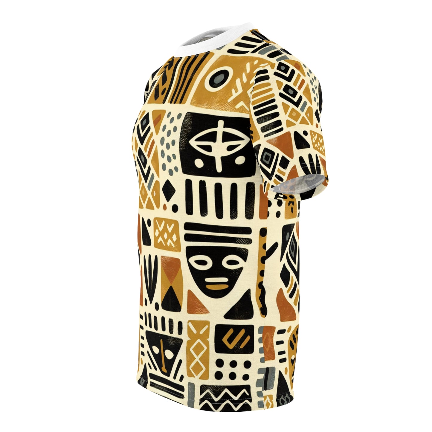 African Mud Cloth-Inspired T-Shirt, Block-Printed Abstract & Tribal Motifs - African Tribal Pattern-Inspired Apparel