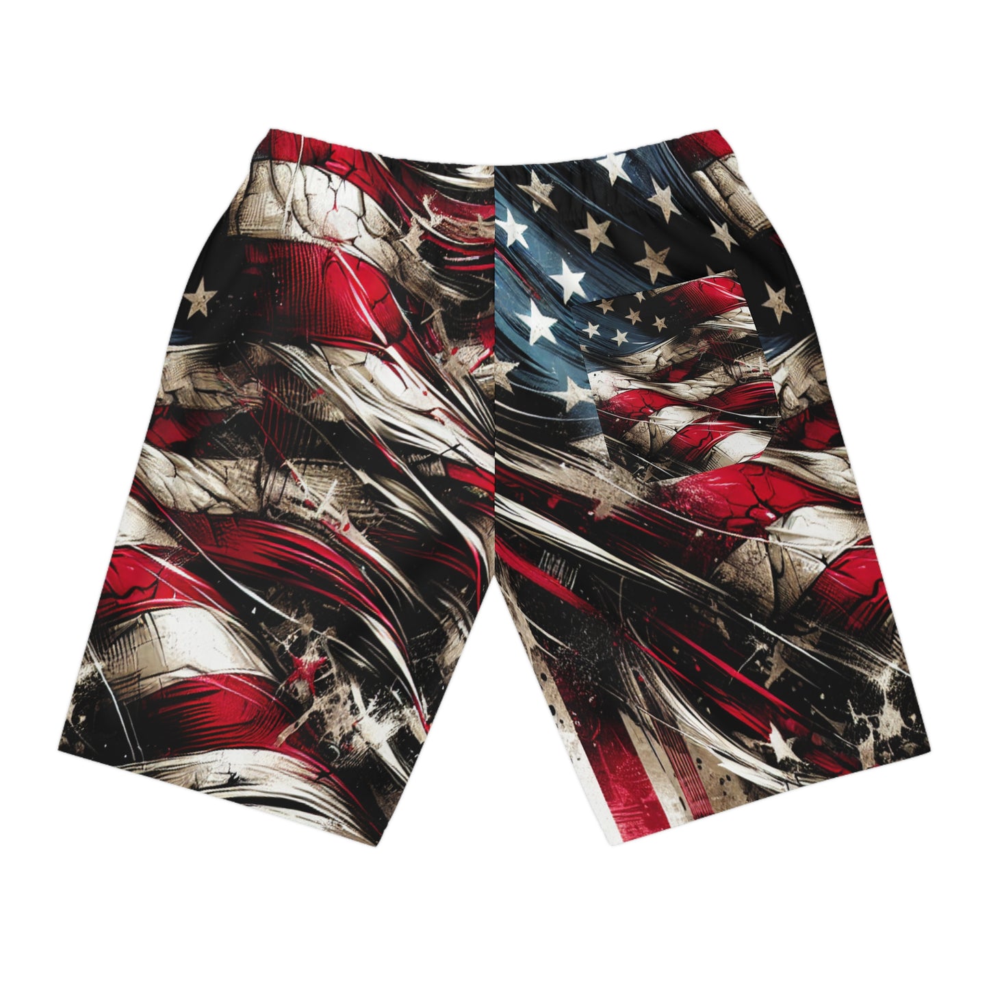 Grunge Streetwear Distressed American Flag Shorts: Edgy Patriotic Graffiti & Urban Art Design - Patriotic Streetwear Shorts