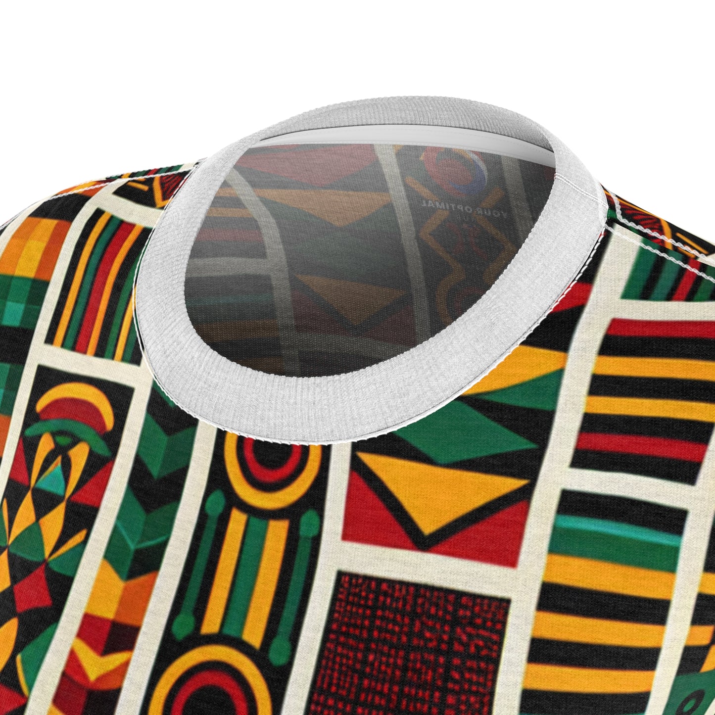 Bold Pan-African Tribute Women's Tee: Vibrant Geometric & Cultural Symbolism in Kente, Adinkra Patterns - African Tribal Pattern-Inspired