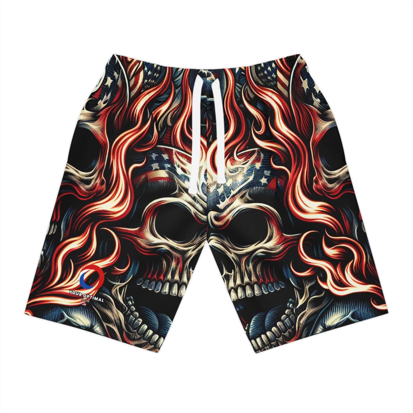 Intense Inferno Skulls: Patriotic Blaze Edition Shorts - Patriotic Streetwear Shorts