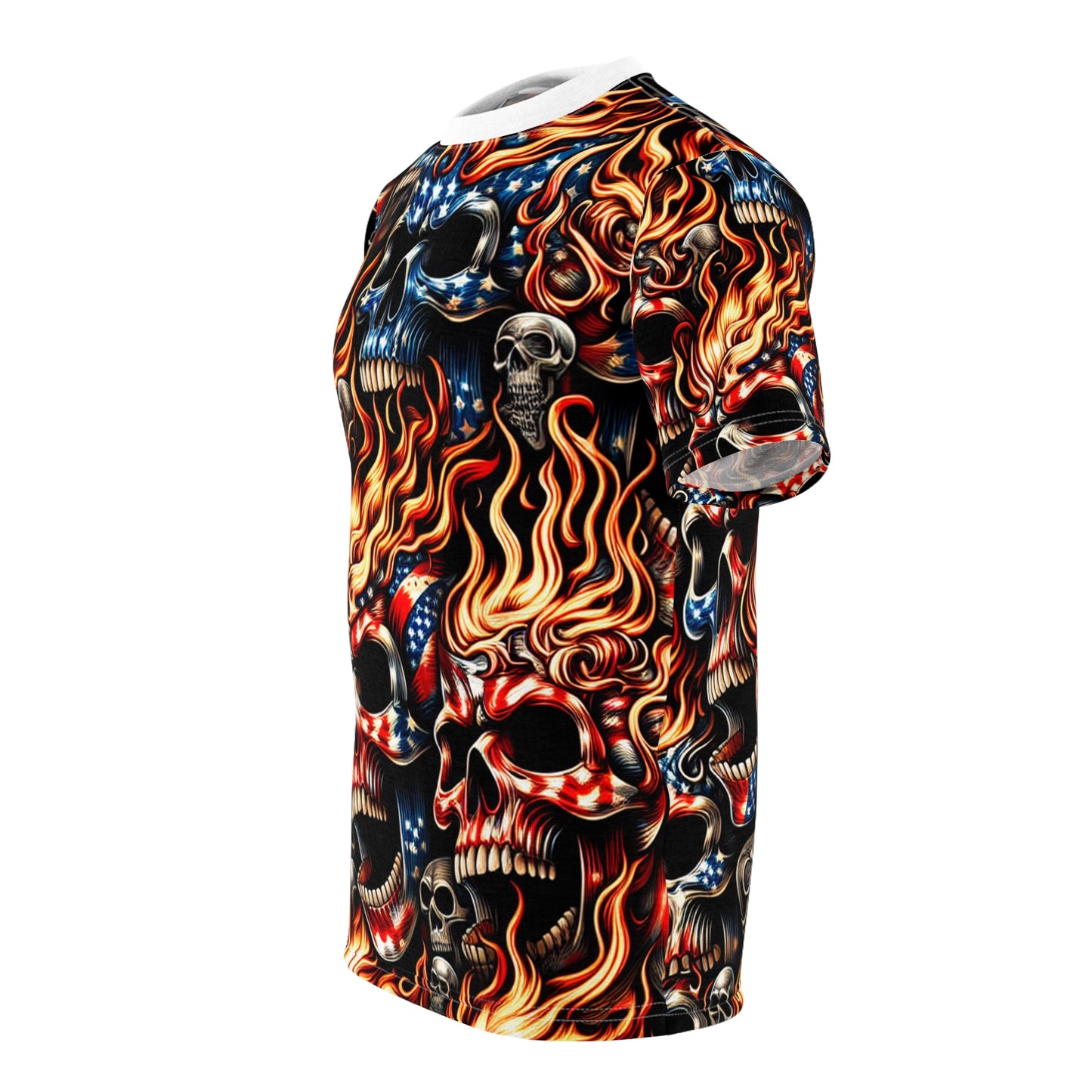 InfernoLiberty Threads: Skullscape Blaze - American Pride Tee