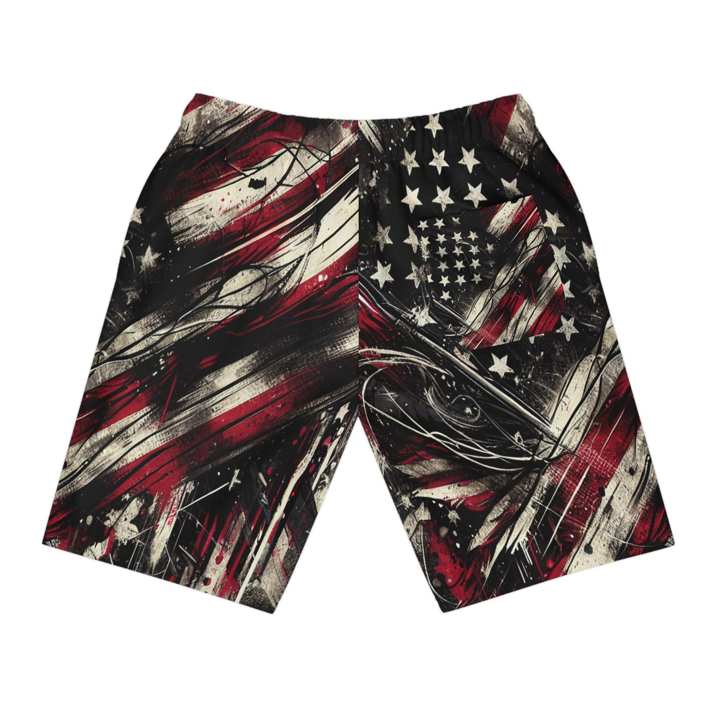 Edgy Distressed American Flag Grunge Streetwear Shorts | Patriotic Graffiti Art Apparel | Patriotic Streetwear Shorts