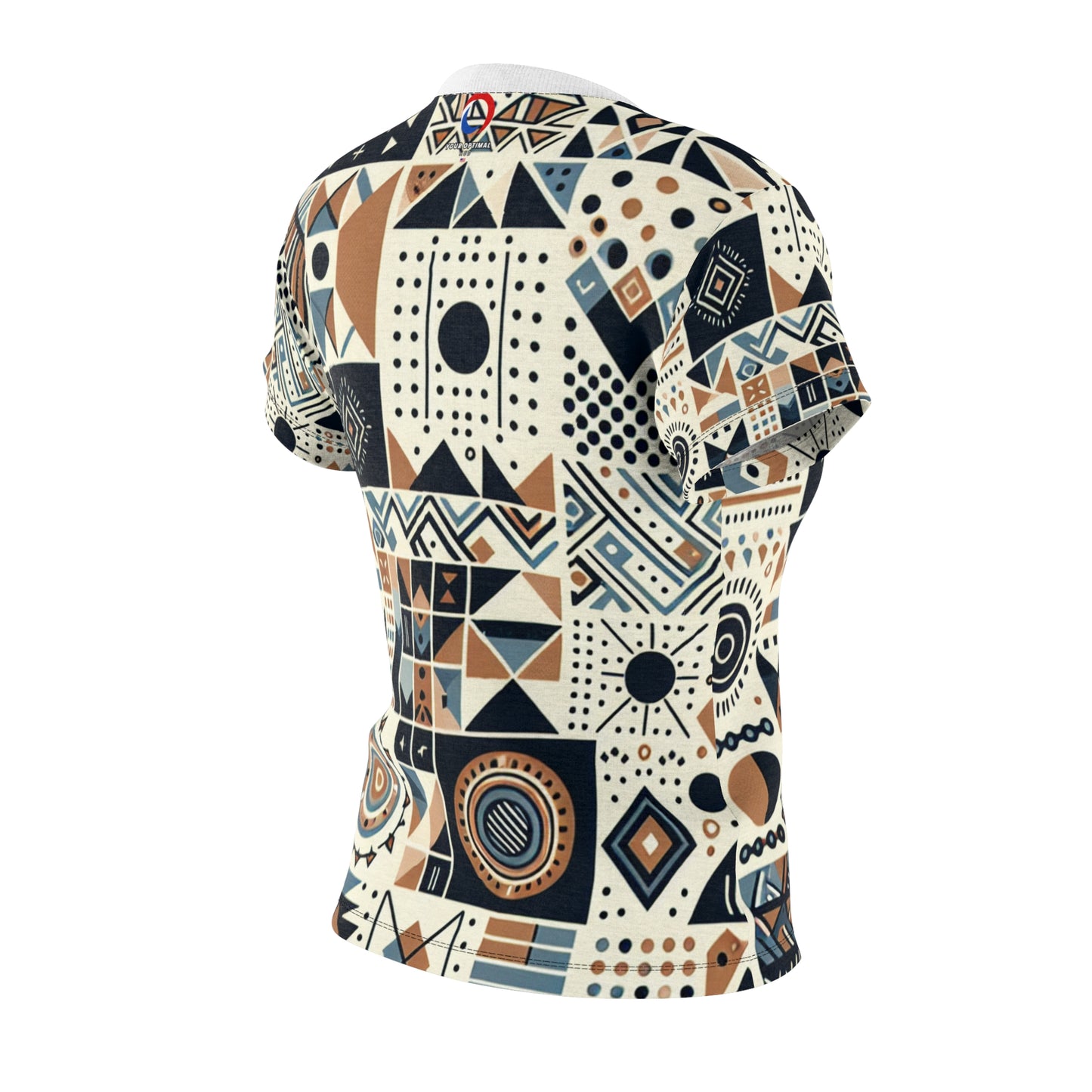 Berber-Inspired Artistry Women's Tee: Earthy-Toned Geometric Storytelling Patterns, Contemporary Cultural Heritage - African Tribal Pattern-Inspired