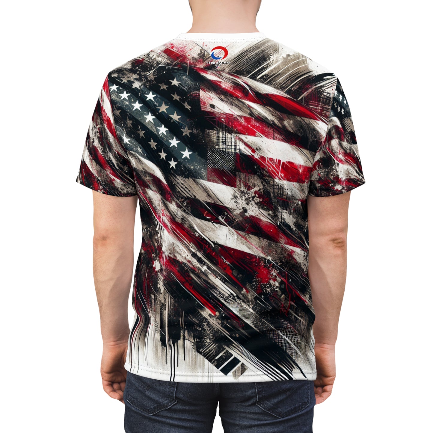 American Resilience: Distressed Flag Graffiti Splatter Grunge Streetwear T-Shirt - Patriotic Streetwear Tee