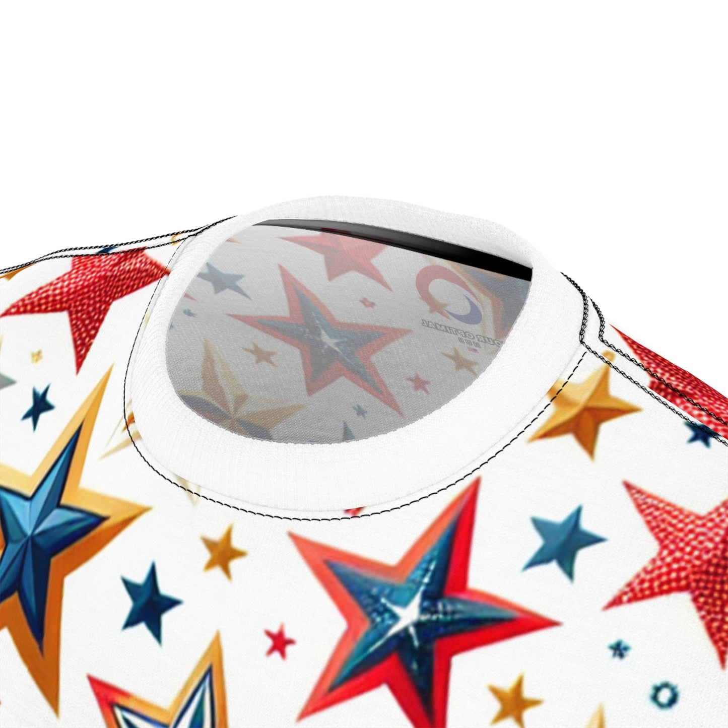 Independence Day Celebration: Festive Multi-Size, Multi-Color Star Pattern on White | Patriotic Party Tee | Patriotic Streetwear