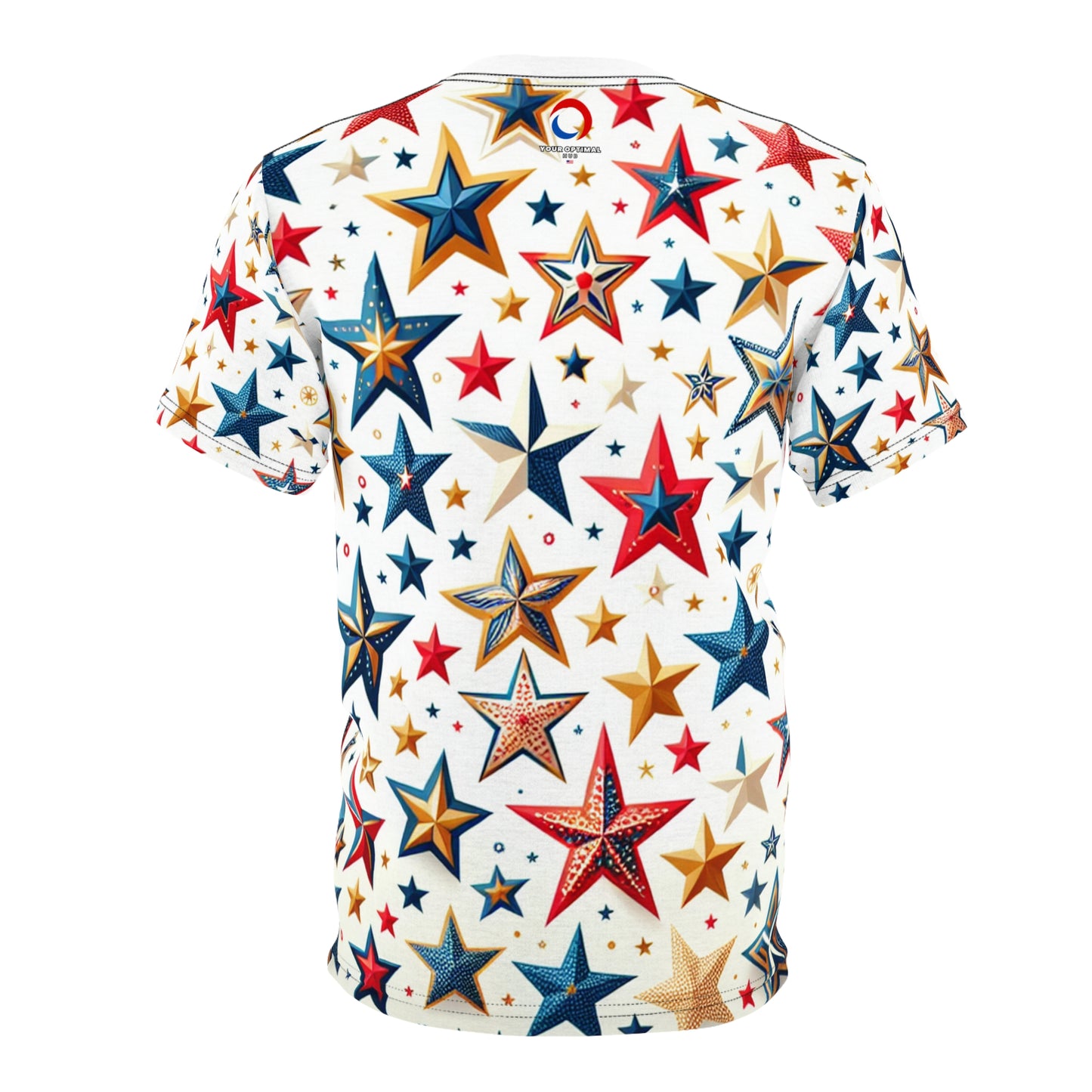 Independence Day Celebration: Festive Multi-Size, Multi-Color Star Pattern on White | Patriotic Party Tee | Patriotic Streetwear