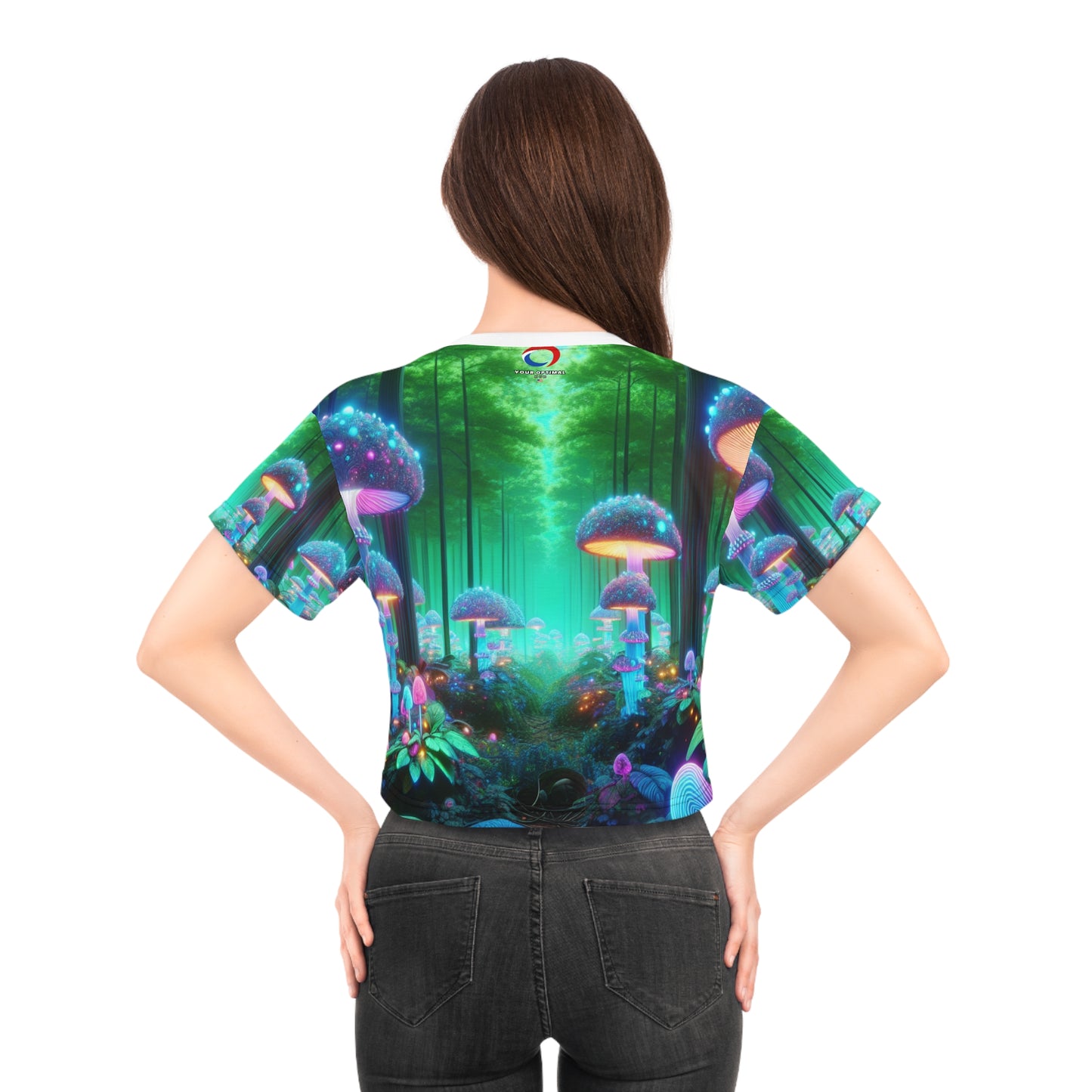 Psychedelic Enchanted Forest Women's Crop Tee - 3D Photo-Realistic Vivid Nature Art Nouveau Top - Women's Trippy Tee