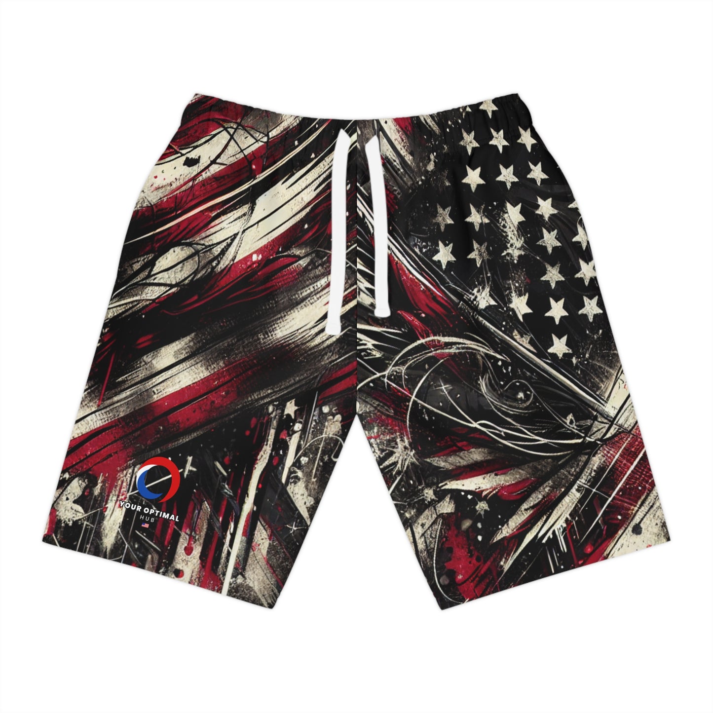 Edgy Distressed American Flag Grunge Streetwear Shorts | Patriotic Graffiti Art Apparel | Patriotic Streetwear Shorts