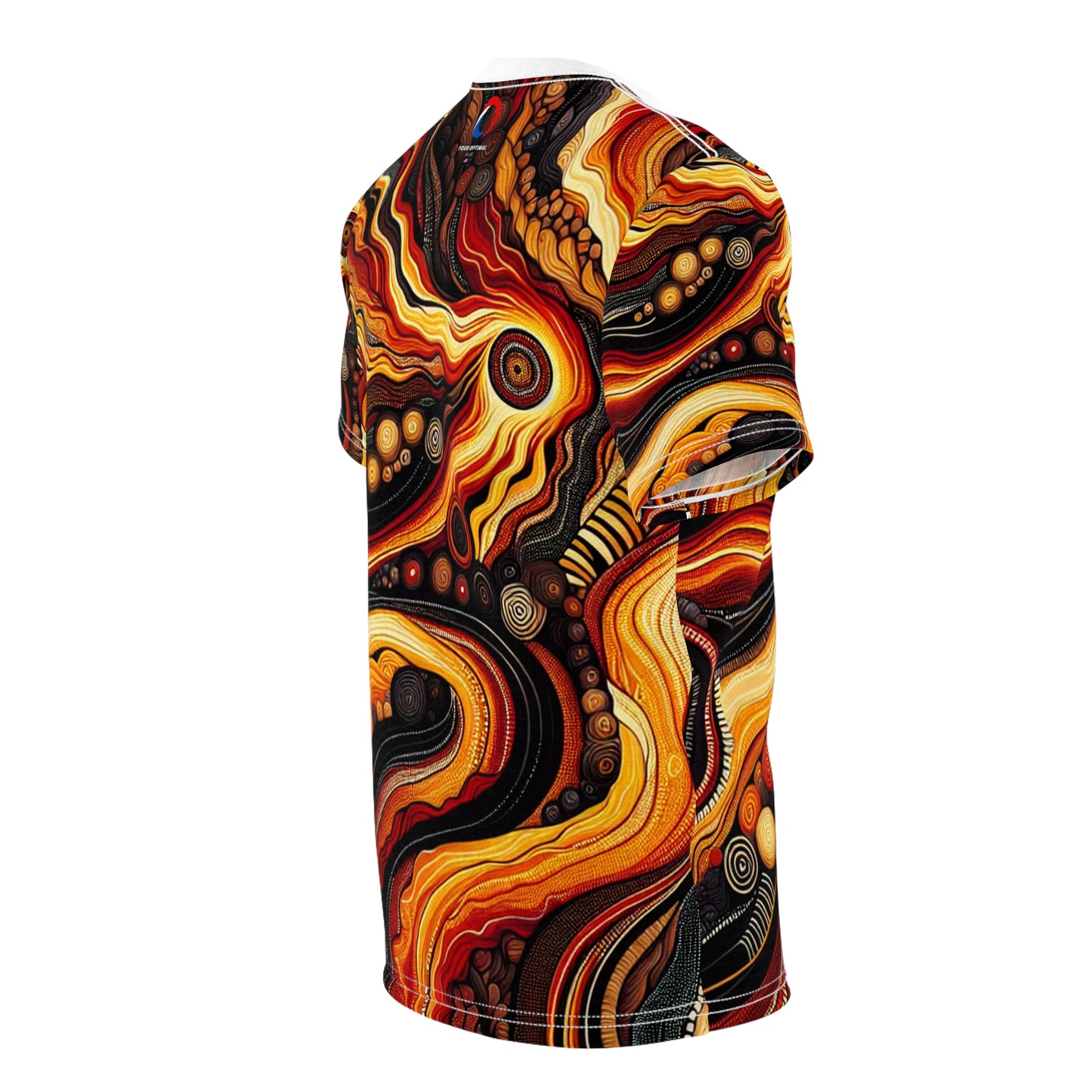 Aboriginal-Inspired Fiery Volcanic Artistic T-shirt - Earth's Molten Wildness - African Tribal Pattern-Inspired Apparel