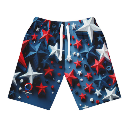 Vibrant 3D Star Print Shorts | Red, White & Blue Patriotic Celebration, Festive Summer Fashion | Patriotic Streetwear Shorts