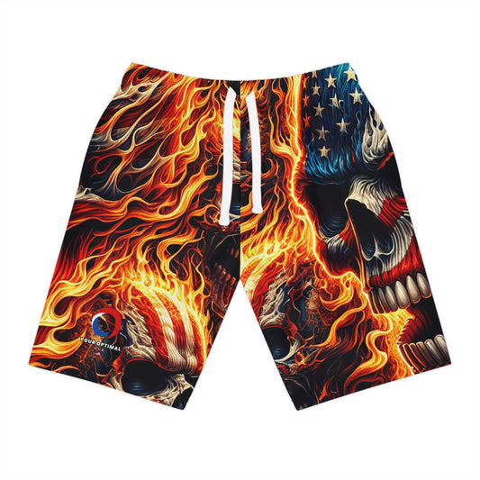 Skull Inferno Patriotism Dazzle Shorts - Patriotic Streetwear Shorts