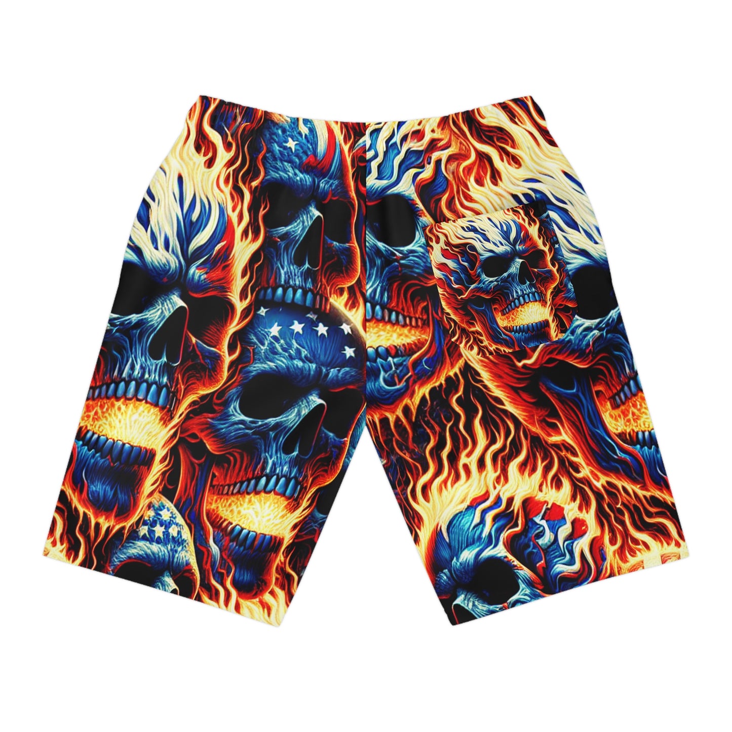 Inferno Patriotic Skull Riot Designer Shorts - Patriotic Streetwear Shorts