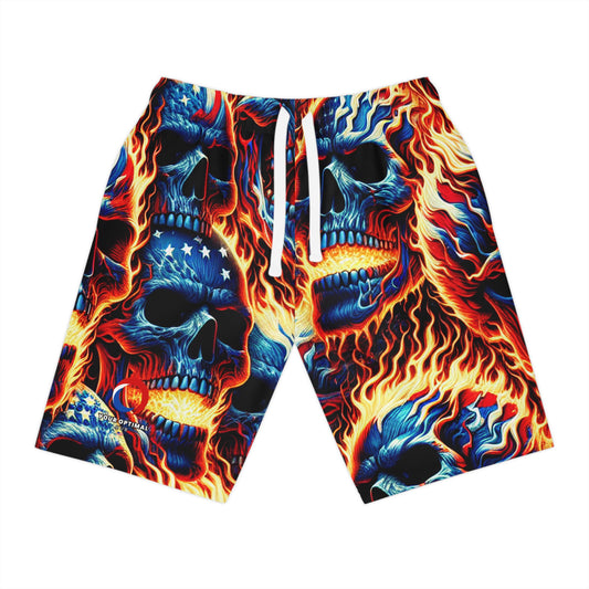 Inferno Patriotic Skull Riot Designer Shorts - Patriotic Streetwear Shorts