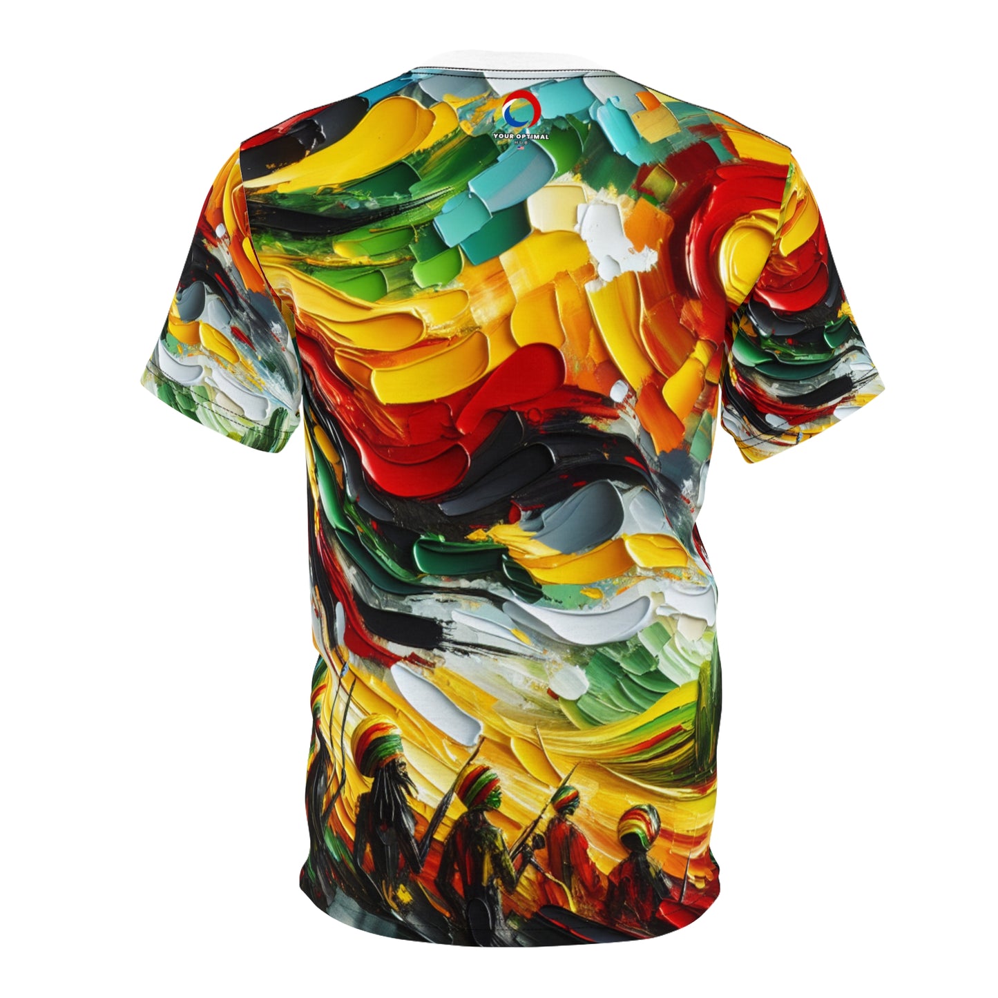 Vibrant Rastafari Abstract Art T-shirt - Unity, Freedom & Sun, Impasto Splatter - Rastafarian Abstract Art-Inspired Tee