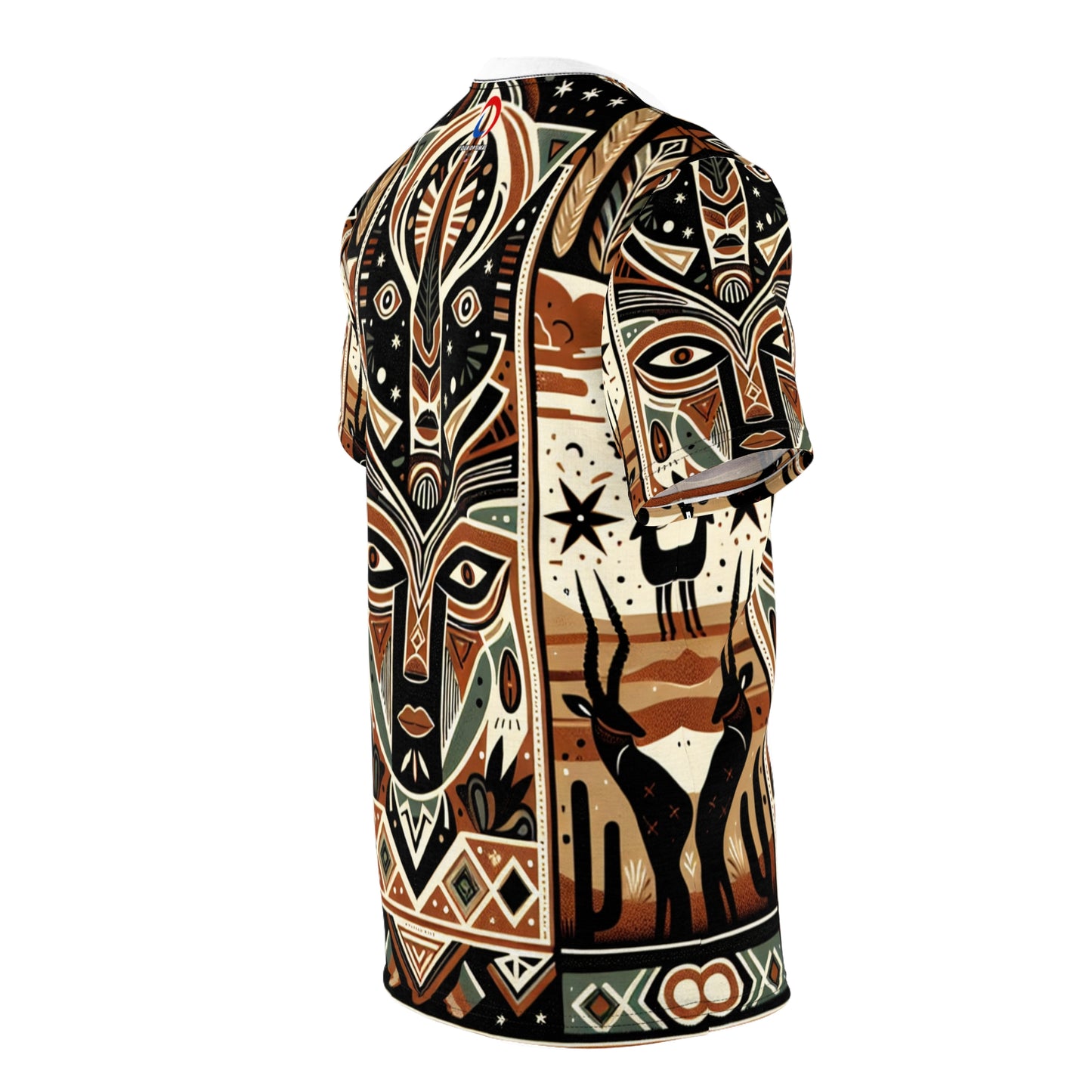 African Tribal Meets Southwestern Nature-scape, Colorful Geometric Totem Art T-shirt - African Tribal Pattern-Inspired Tee