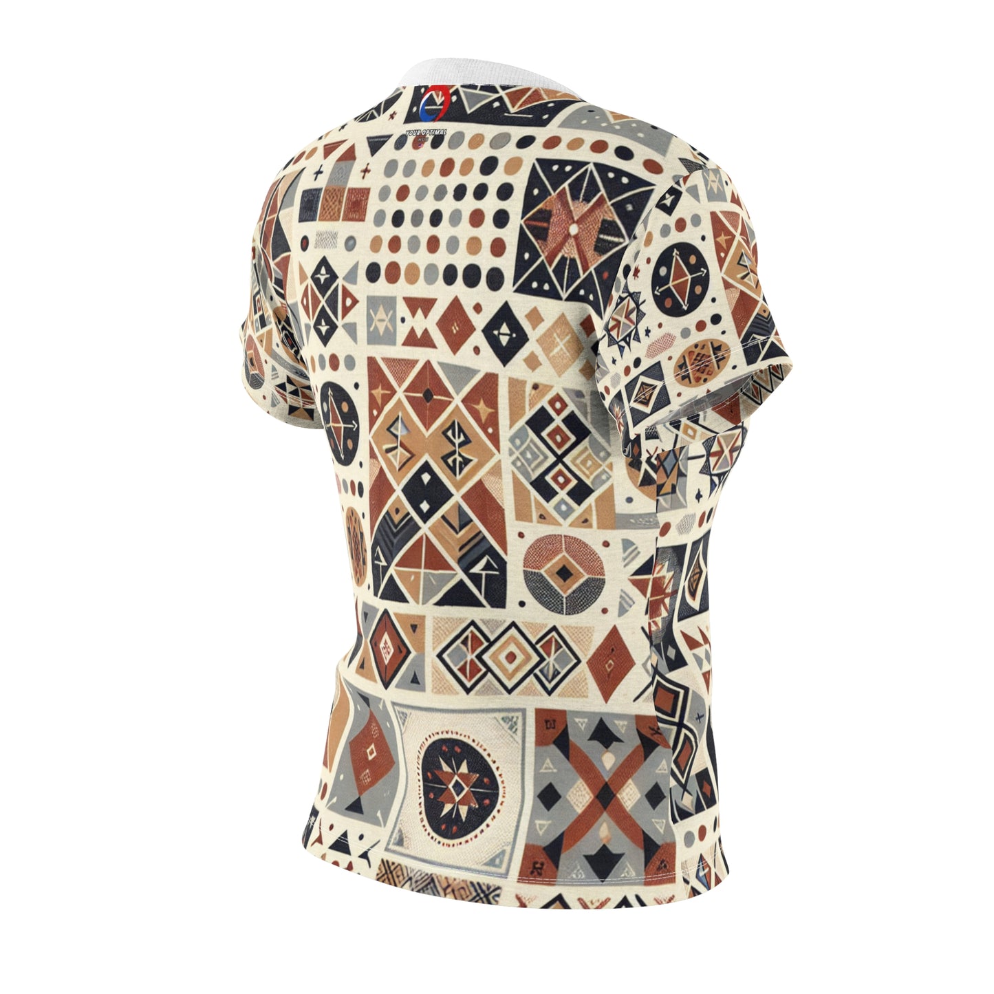 Berber Legacy: Women's Earthy-tone Storytelling Tattoo Tee with Rich Symbolism & Intricate Geometrics - African Tribal Pattern-Inspired