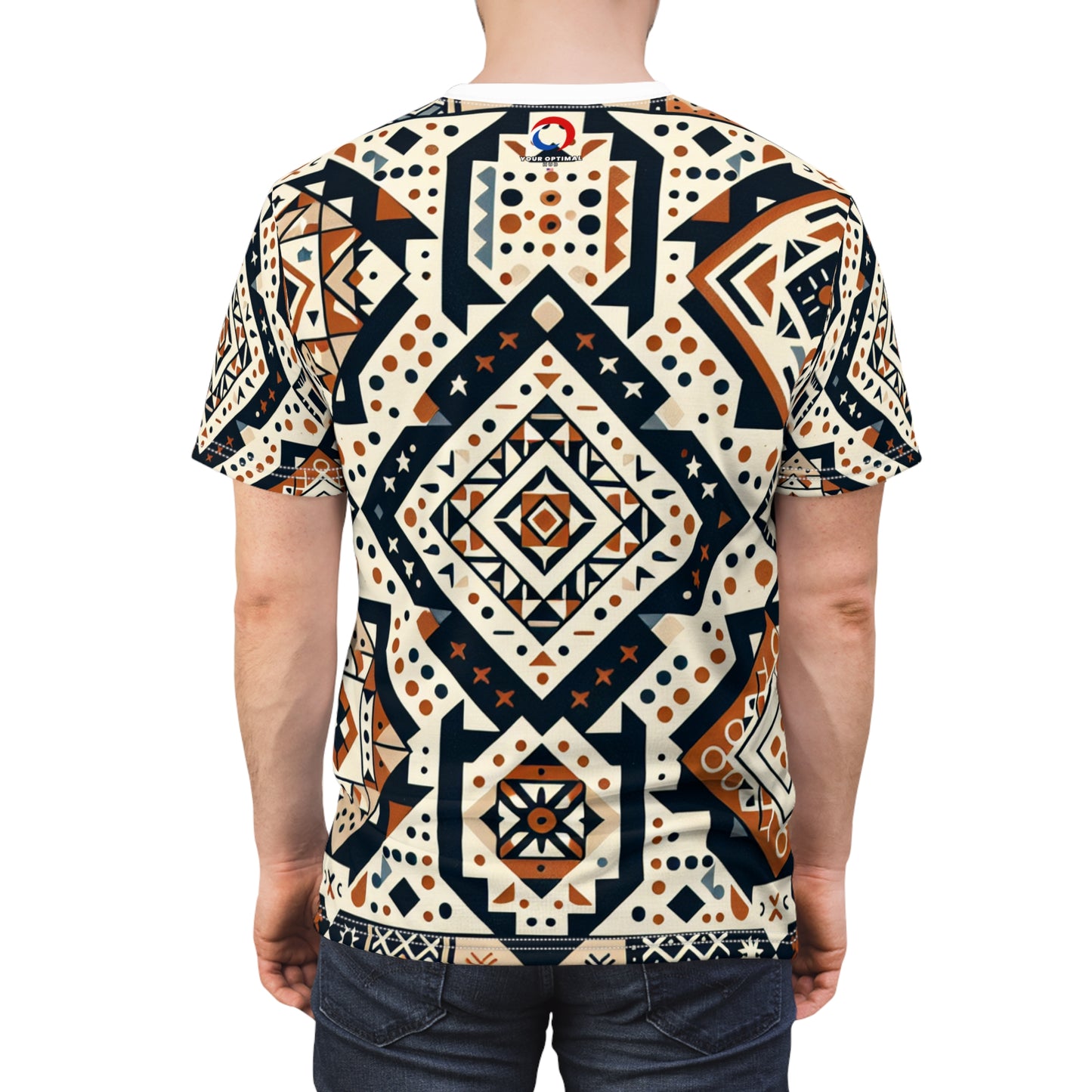 Berber Tattoo Art T-Shirt - Geometric Storytelling Design, Earthy Tones, Eclectic Shapes - African Tribal Pattern-Inspired Tee