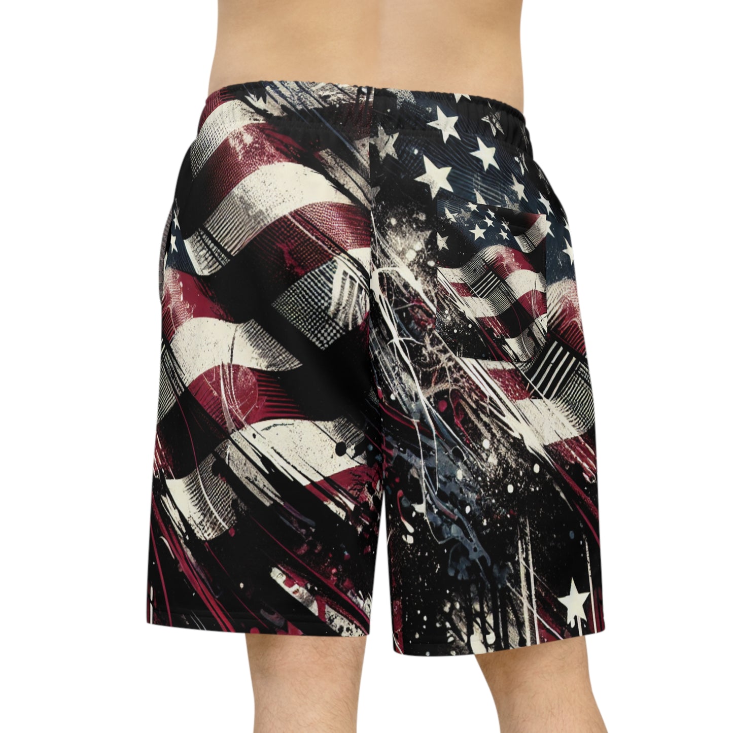 Distressed American Flag Grunge Shorts: Edgy Streetwear with Patriotic Graffiti Essence - Patriotic Streetwear Shorts