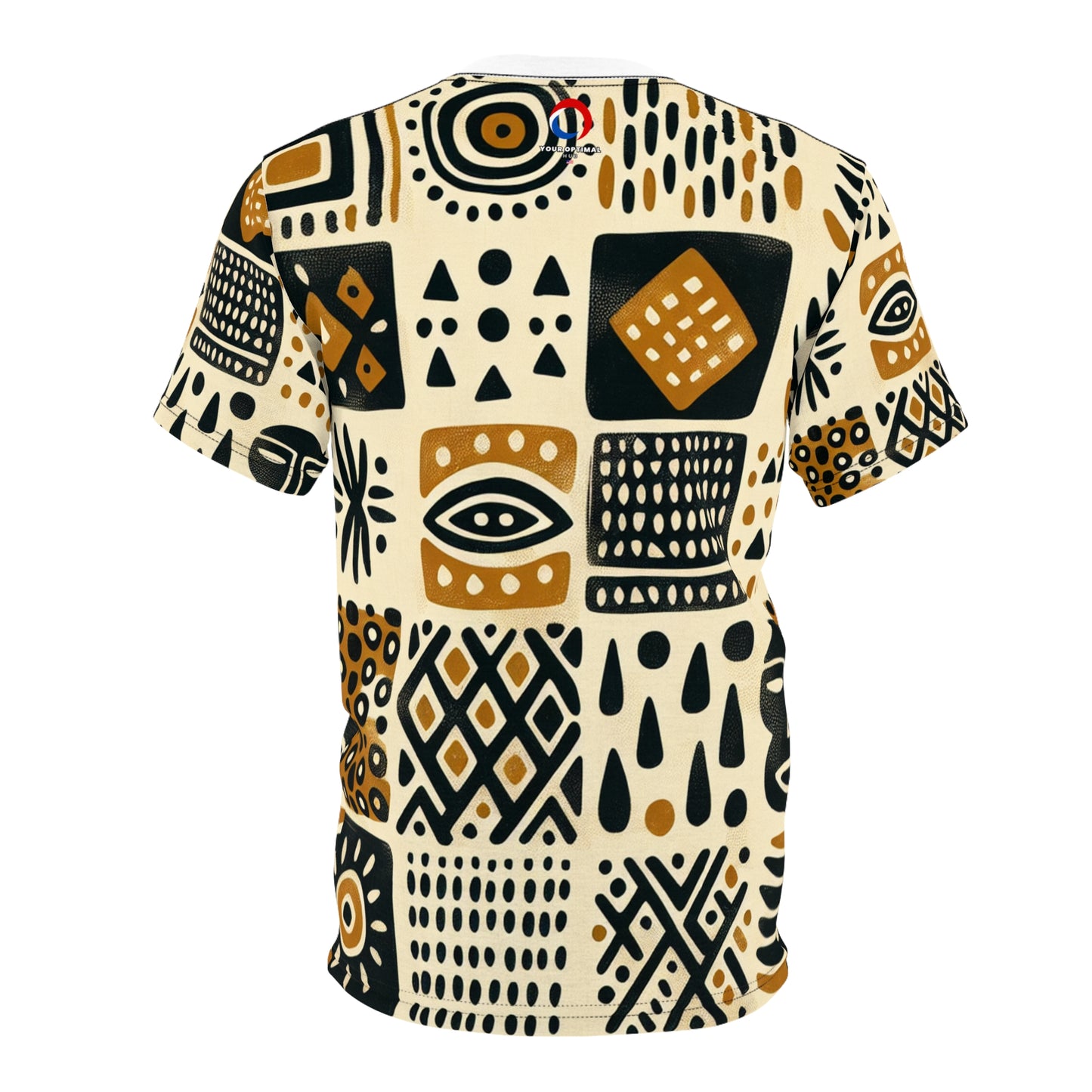 Handcrafted, Abstract African Mud Cloth Design T-shirt, Tribal Motifs in Organic Colors - African Tribal Pattern-Inspired Tee