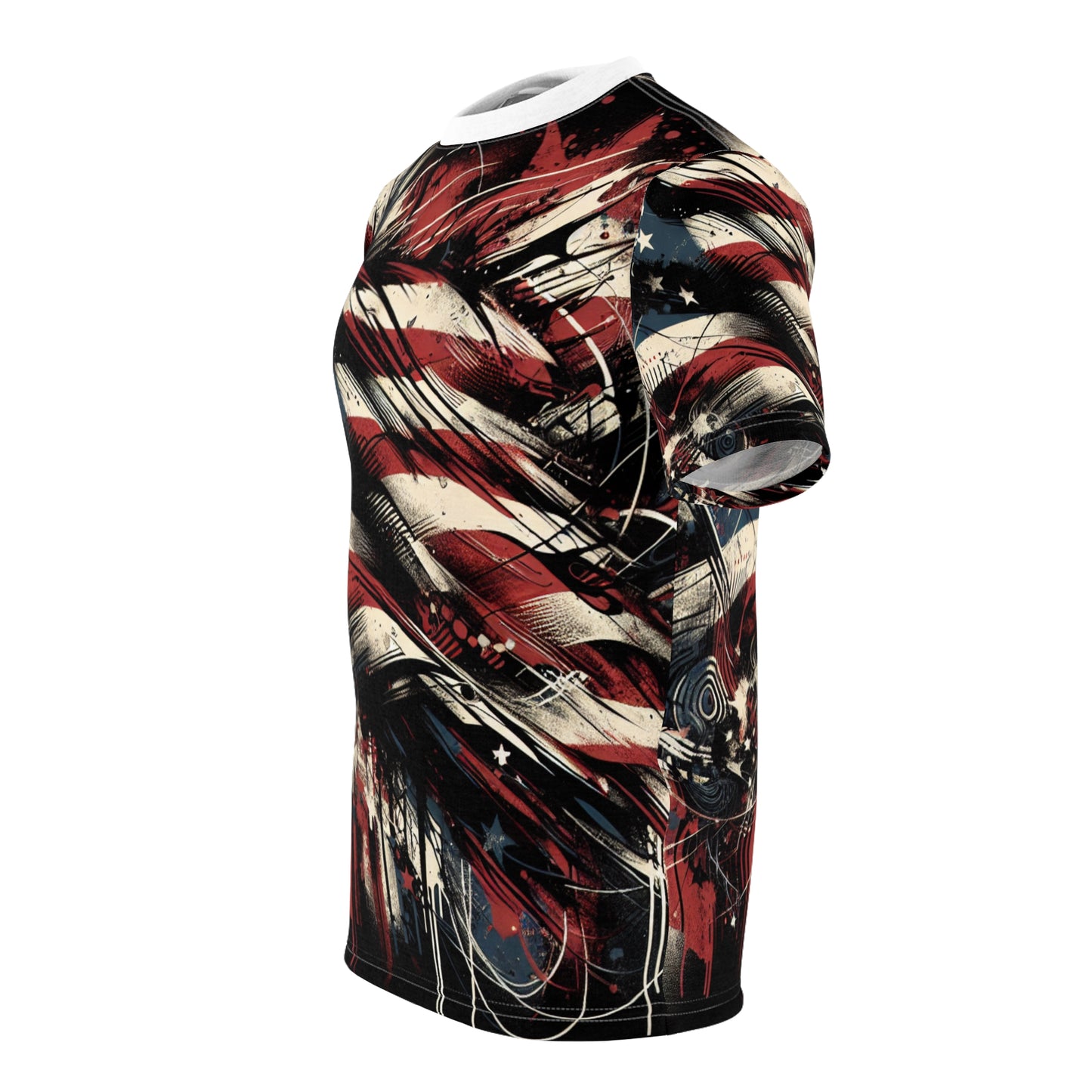 Raw Resilience: Distressed American Flag Graffiti Grunge Streetwear T-shirt, Crafted for Bold Patriot Style - Patriotic Streetwear Tee