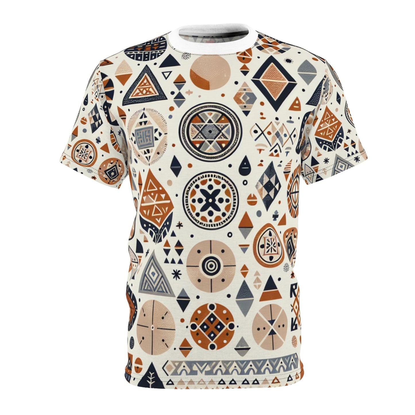 Berber Traditions Artistry Tee: Geometric Storytelling, Earthy Tone Tattoo-Inspired Design - African Tribal Pattern-Inspired