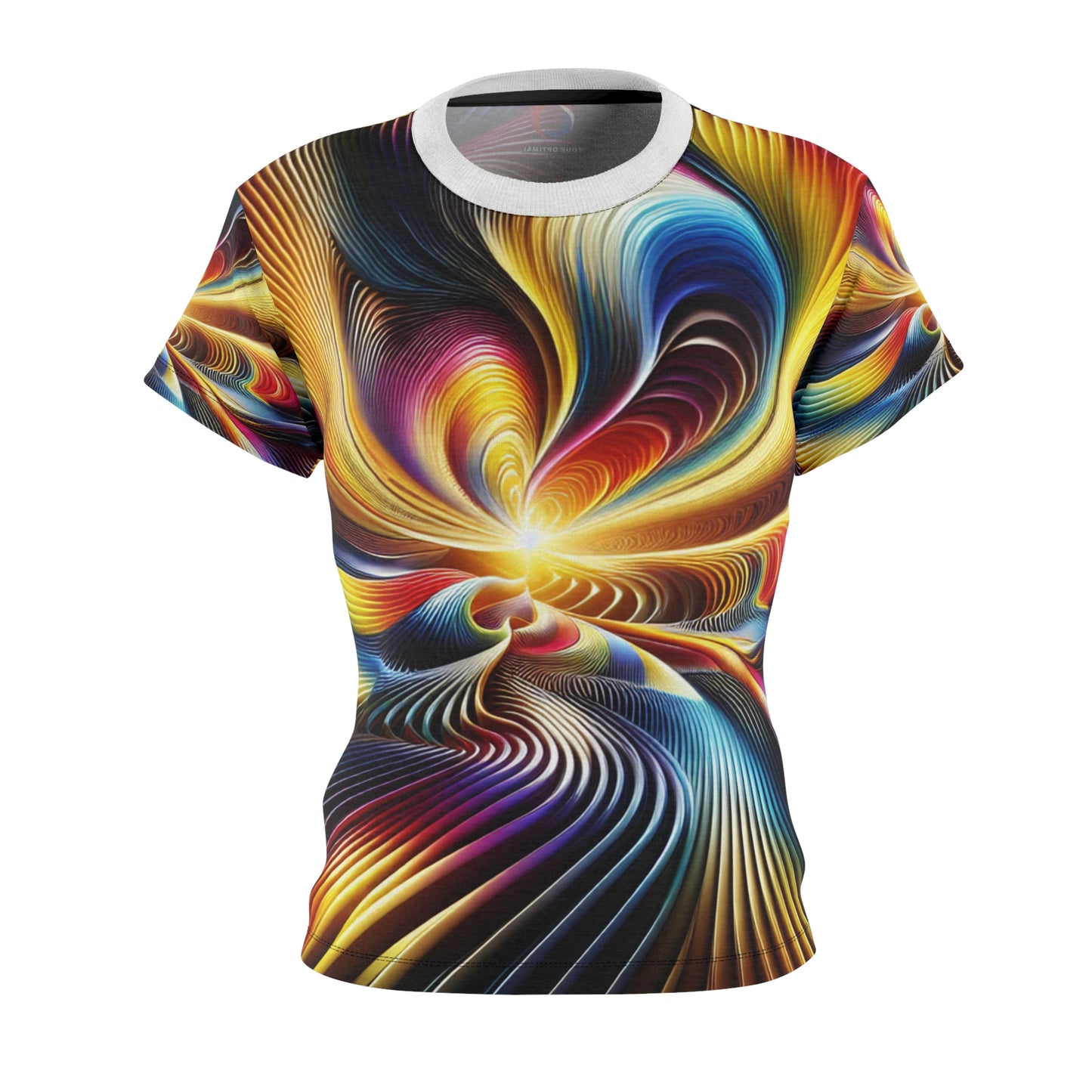 Psychedelic Vortex Women's Tee - Hypnotic Rainbow-Hued Kaleidoscopic Spiral Design with Lustrous Light Rays - Women's Trippy Tee