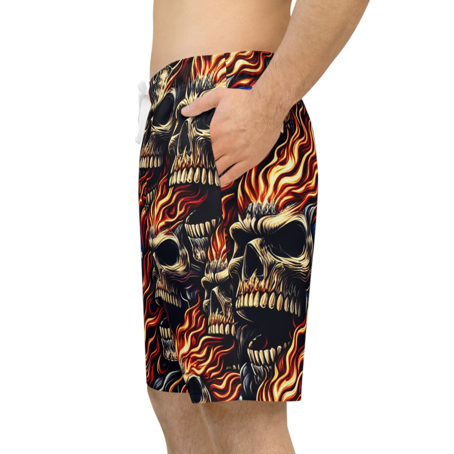 Skull Inferno: Patriotic Tattoo Masterpiece Shorts - Patriotic Streetwear Shorts