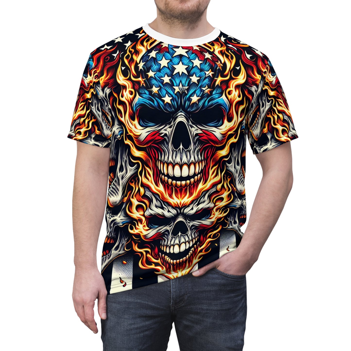 Spiritflame Sovereignty: Ghostly Glare - Patriotic Streetwear Tee