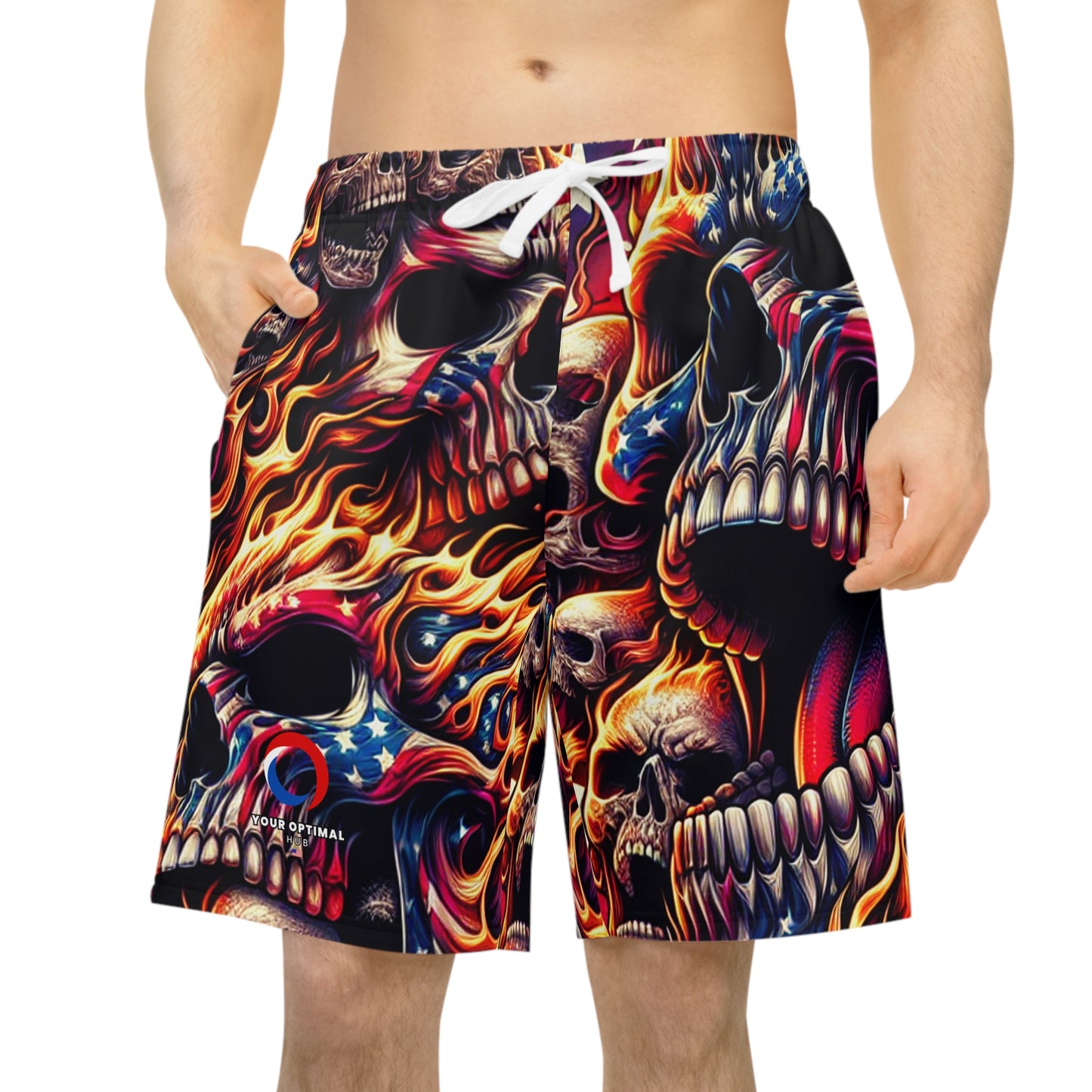 Inferno Patriot Tattooed Skull Spectrum Shorts - Patriotic Streetwear